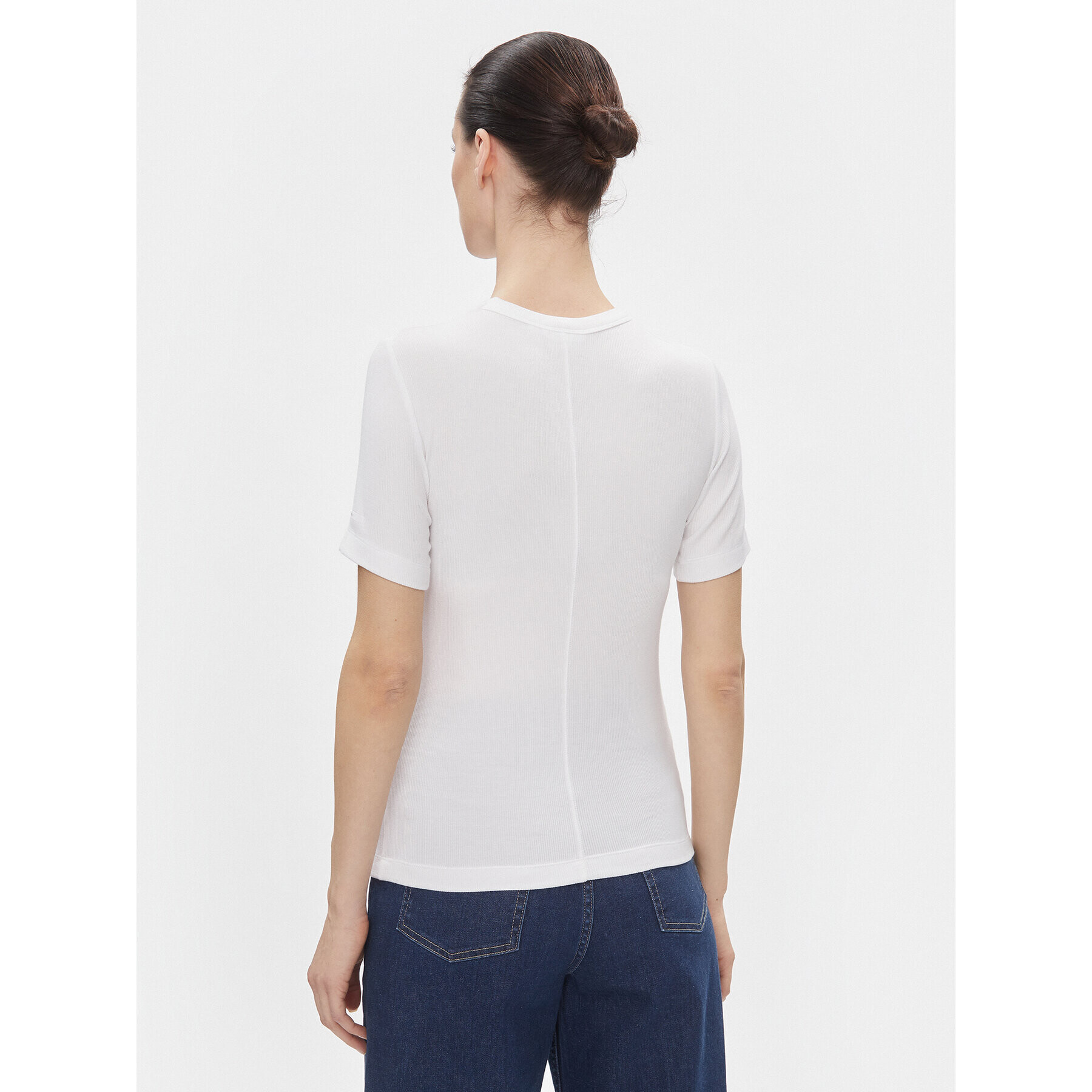 Calvin Klein Тишърт Modal Rib Ss Tee K20K206404 Бял Slim Fit - Pepit.bg