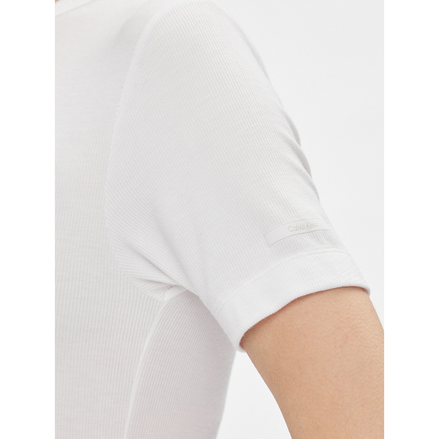 Calvin Klein Тишърт Modal Rib Ss Tee K20K206404 Бял Slim Fit - Pepit.bg