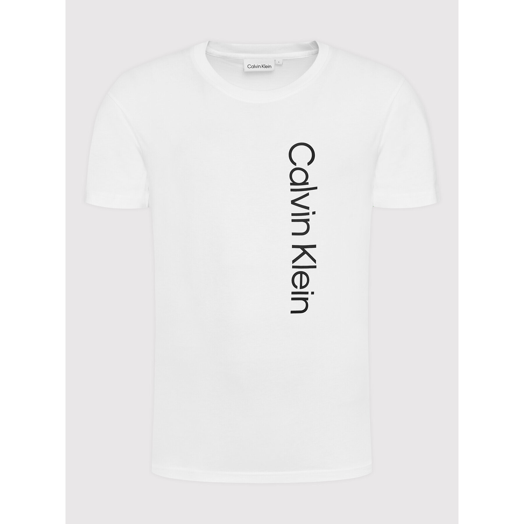 Calvin Klein Тишърт Off Placement Logo K10K109738 Бял Slim Fit - Pepit.bg