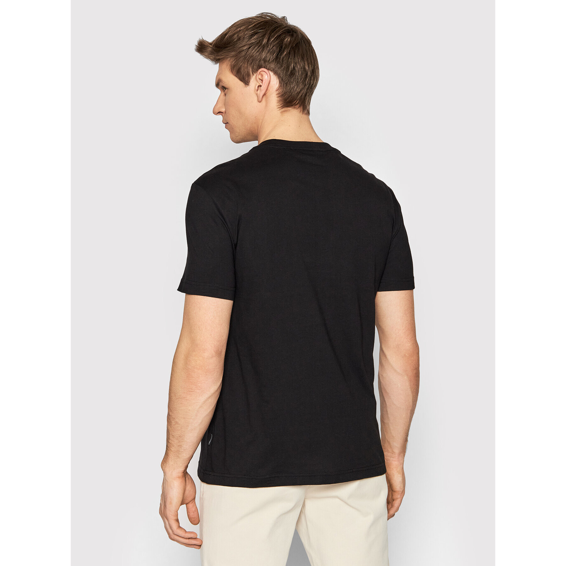 Calvin Klein Тишърт Raised Striped Logo K10K108842 Черен Regular Fit - Pepit.bg