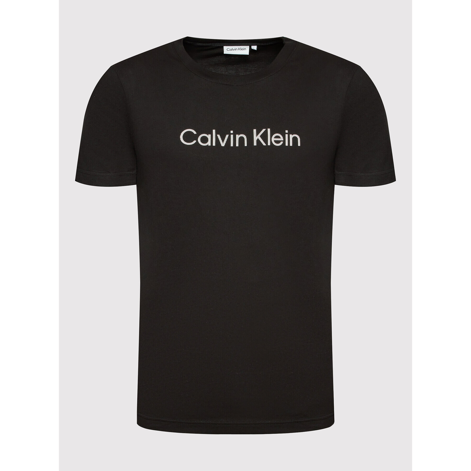 Calvin Klein Тишърт Raised Striped Logo K10K108842 Черен Regular Fit - Pepit.bg