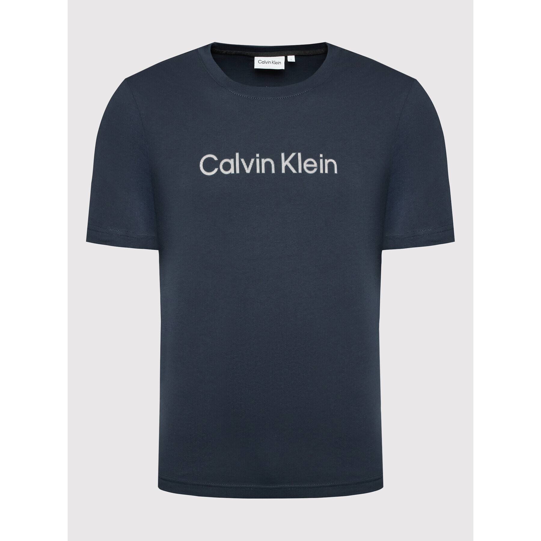 Calvin Klein Тишърт Raised Striped Logo K10K108842 Тъмносин Regular Fit - Pepit.bg