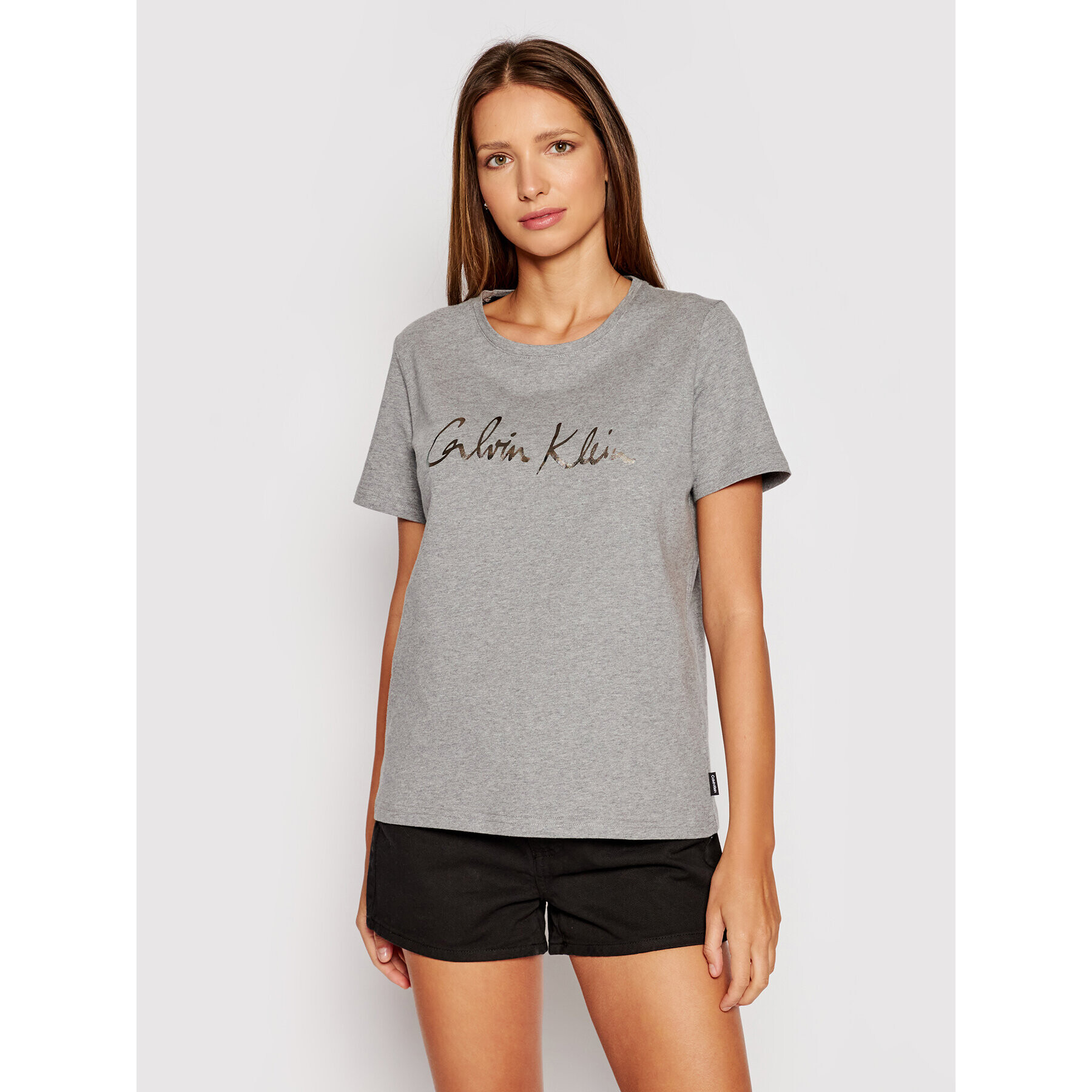 Calvin Klein Тишърт Signature K20K202870 Сив Regular Fit - Pepit.bg
