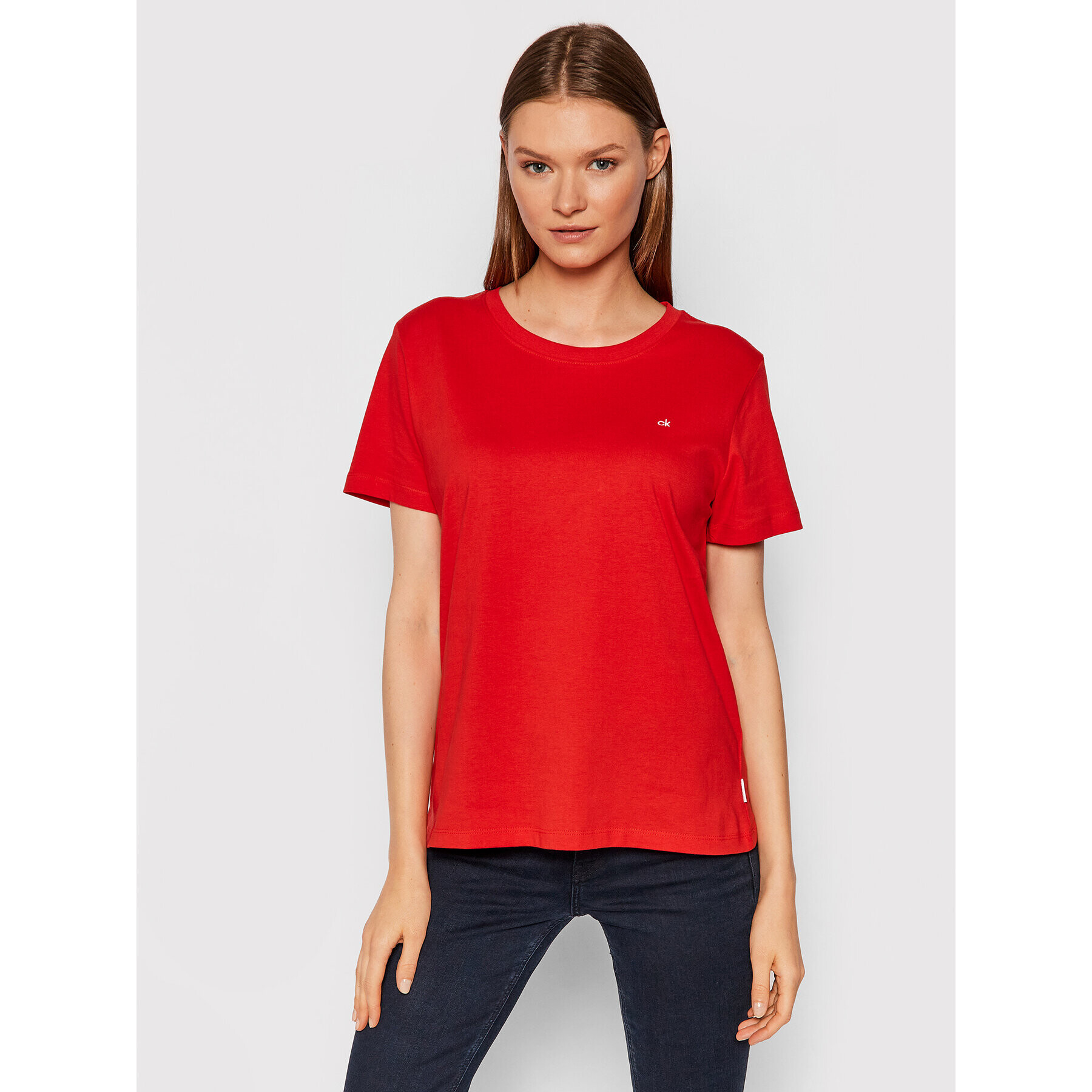 Calvin Klein Тишърт Small C-Neck K20K202132 Червен Regular Fit - Pepit.bg