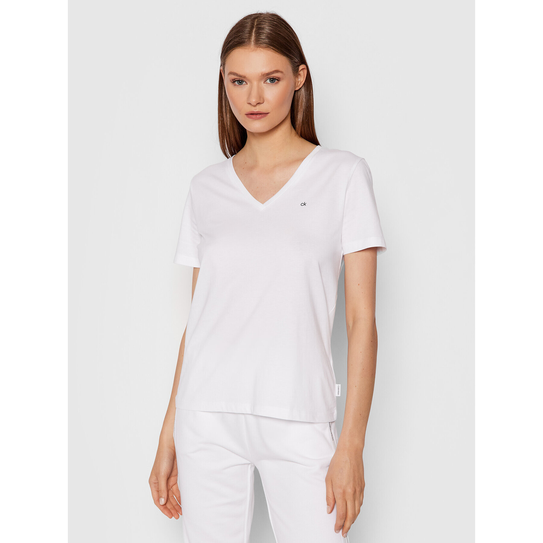 Calvin Klein Тишърт Small Logo K20K203085 Бял Regular Fit - Pepit.bg