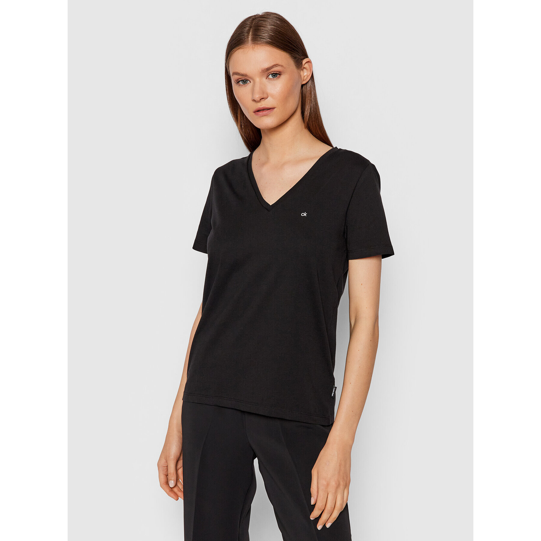 Calvin Klein Тишърт Small Logo K20K203085 Черен Regular Fit - Pepit.bg