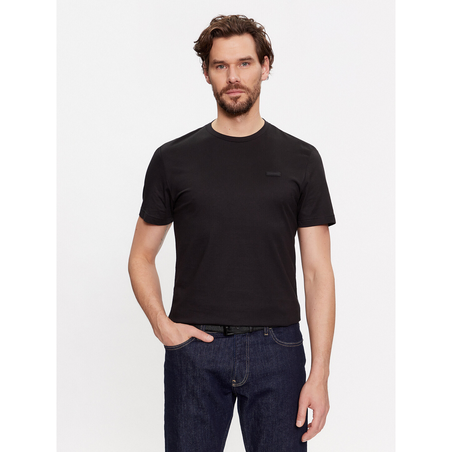 Calvin Klein Тишърт Smooth Cotton T-Shirt K10K112229 Черен Regular Fit - Pepit.bg