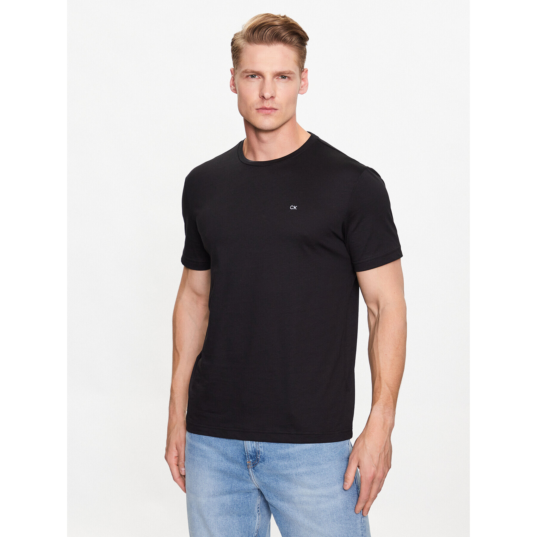 Calvin Klein Тишърт Smooth K10K110589 Черен Regular Fit - Pepit.bg
