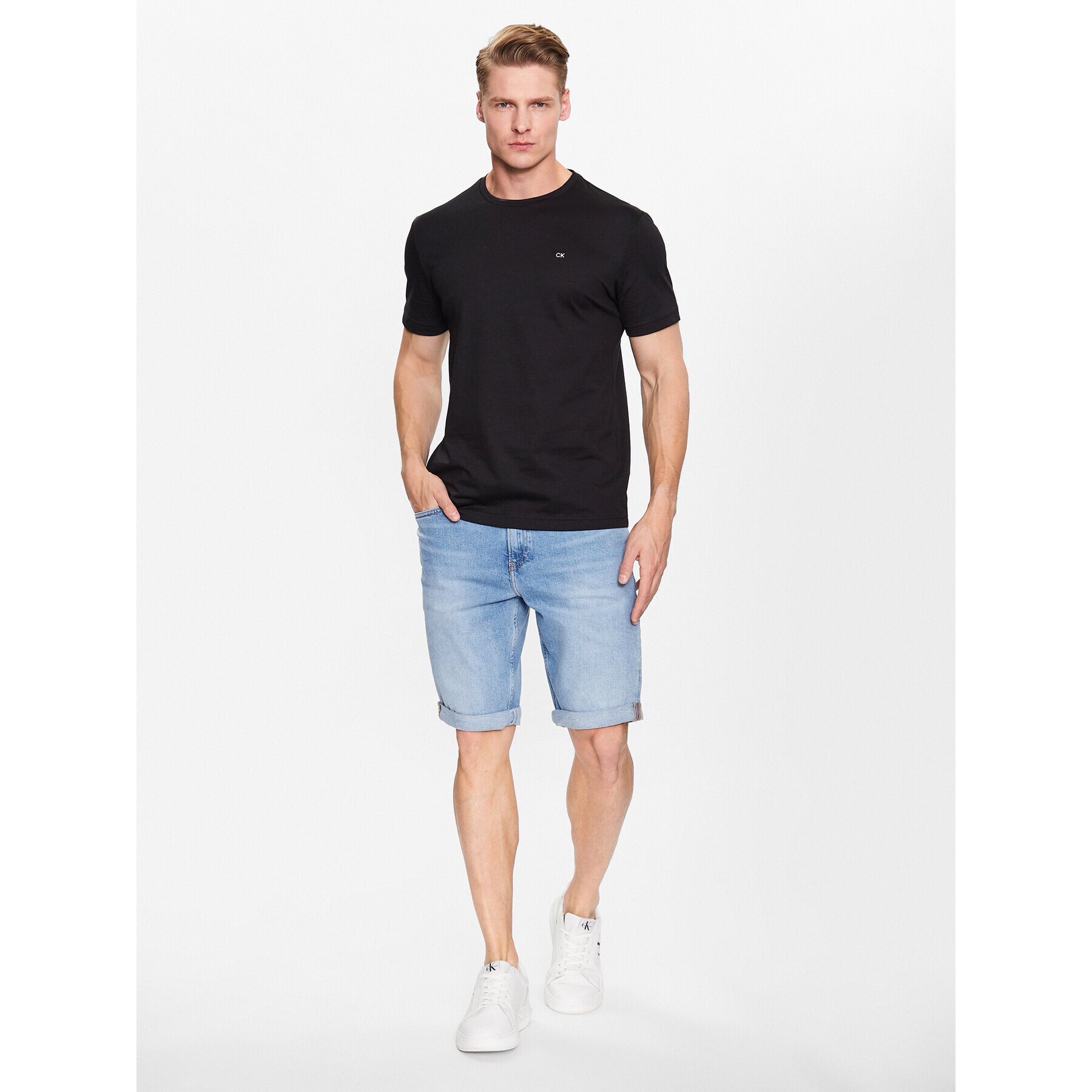 Calvin Klein Тишърт Smooth K10K110589 Черен Regular Fit - Pepit.bg
