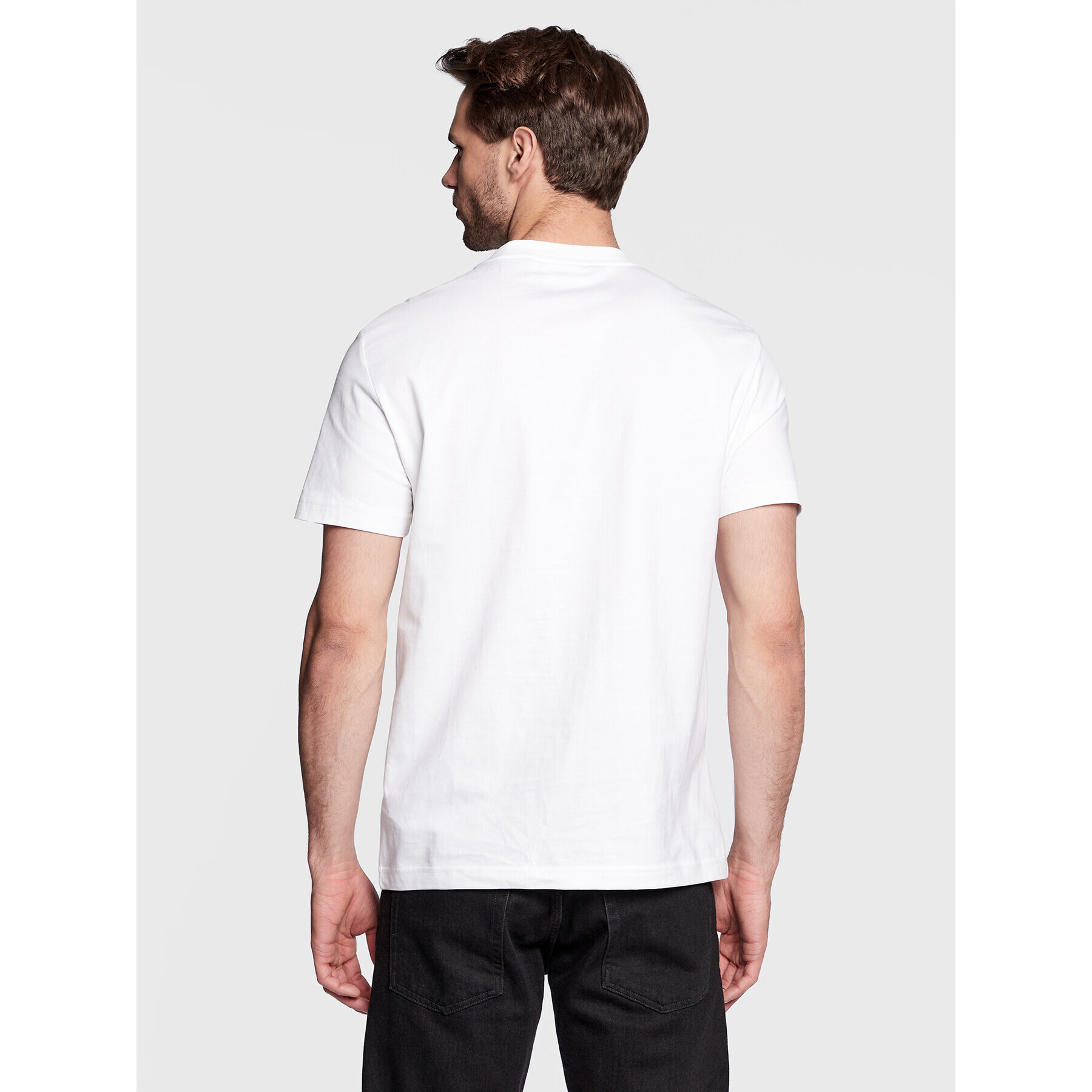 Calvin Klein Тишърт Striped Logo K10K110799 Бял Regular Fit - Pepit.bg