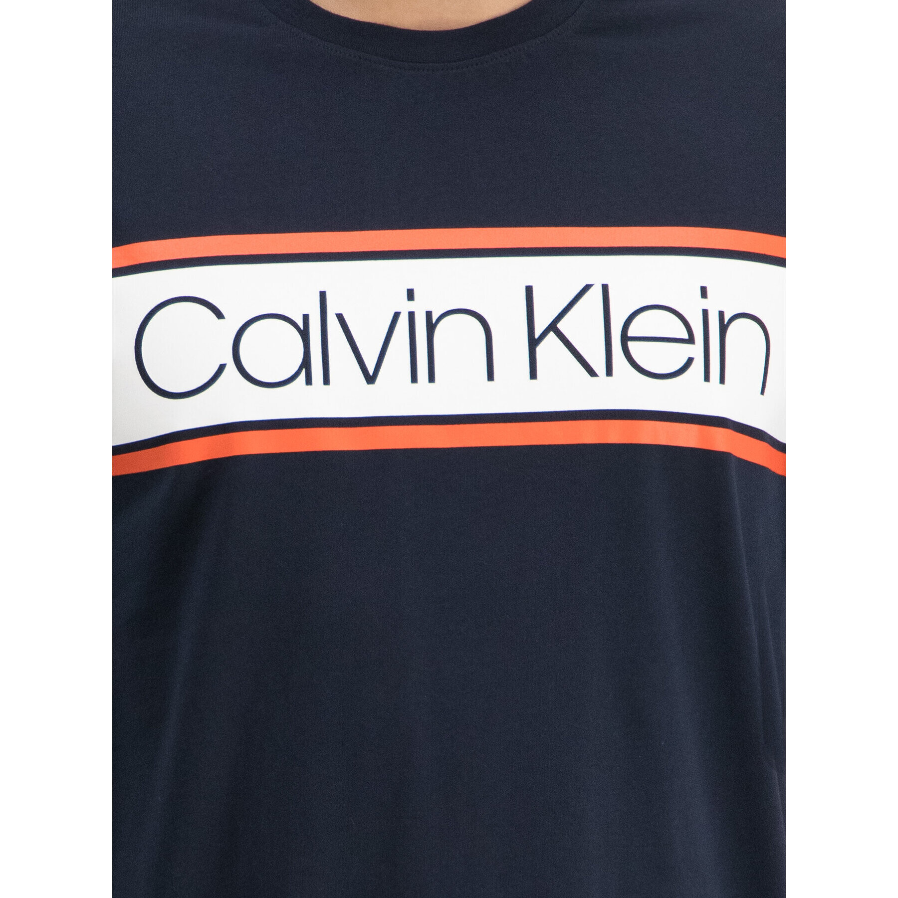Calvin Klein Тишърт Text Stripe Logo K10K103948 Тъмносин Regular Fit - Pepit.bg