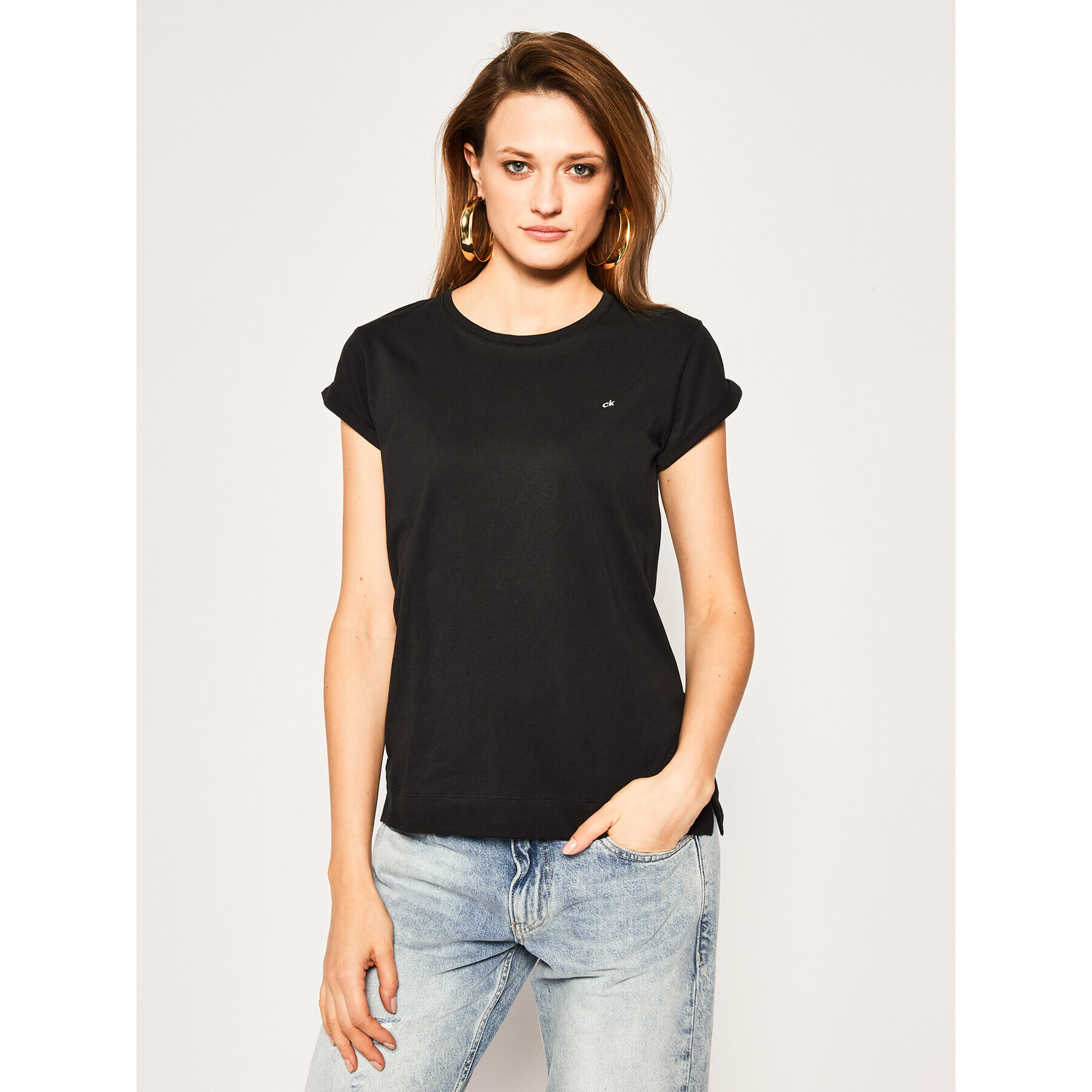 Calvin Klein Тишърт Turn Up K20K201982 Черен Regular Fit - Pepit.bg