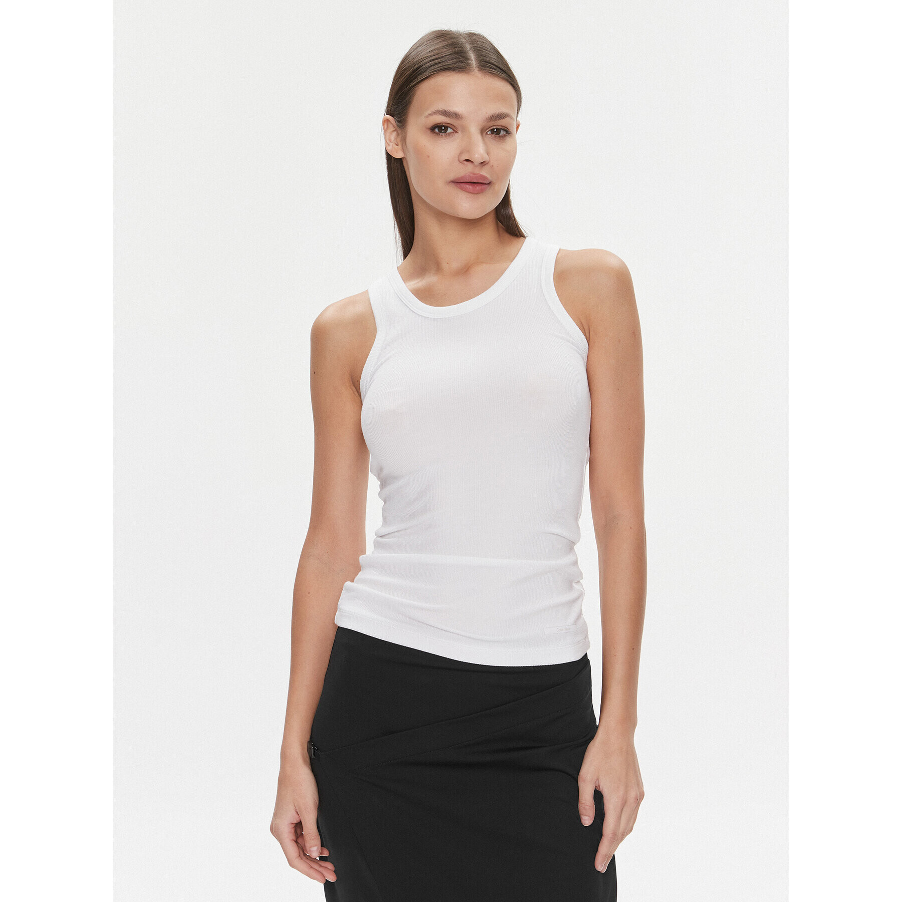 Calvin Klein топ Modal Rib Tank Top K20K206406 Бял Slim Fit - Pepit.bg