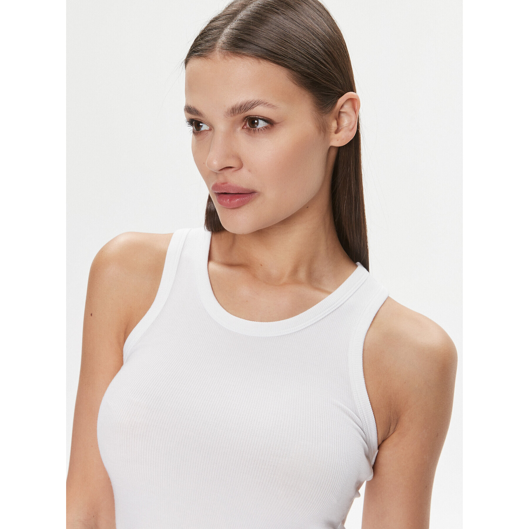 Calvin Klein топ Modal Rib Tank Top K20K206406 Бял Slim Fit - Pepit.bg