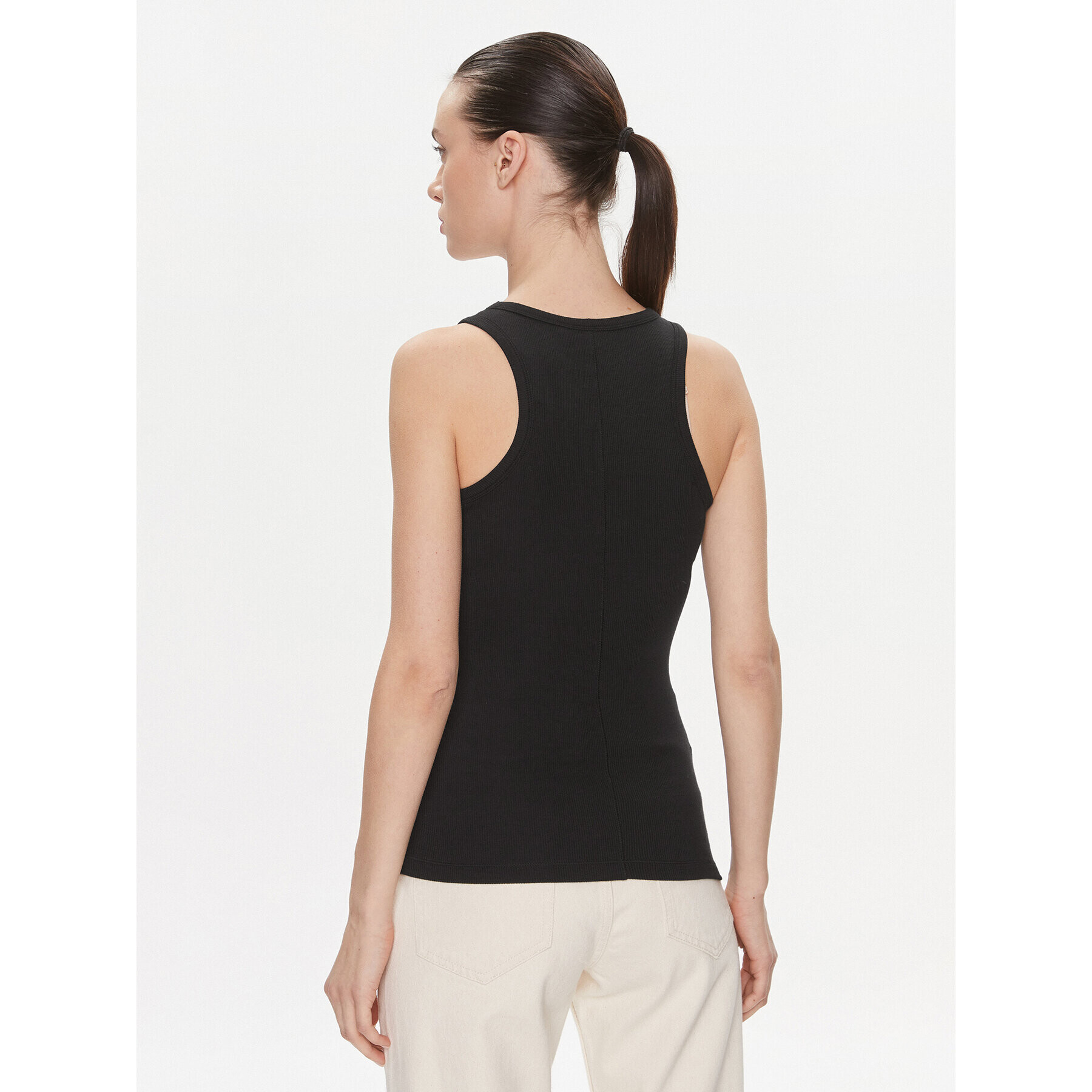 Calvin Klein топ Modal Rib Tank Top K20K206406 Черен Slim Fit - Pepit.bg