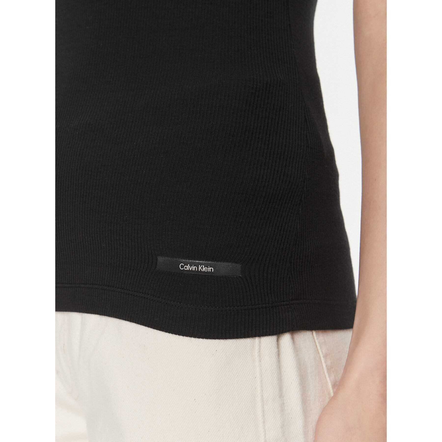 Calvin Klein топ Modal Rib Tank Top K20K206406 Черен Slim Fit - Pepit.bg