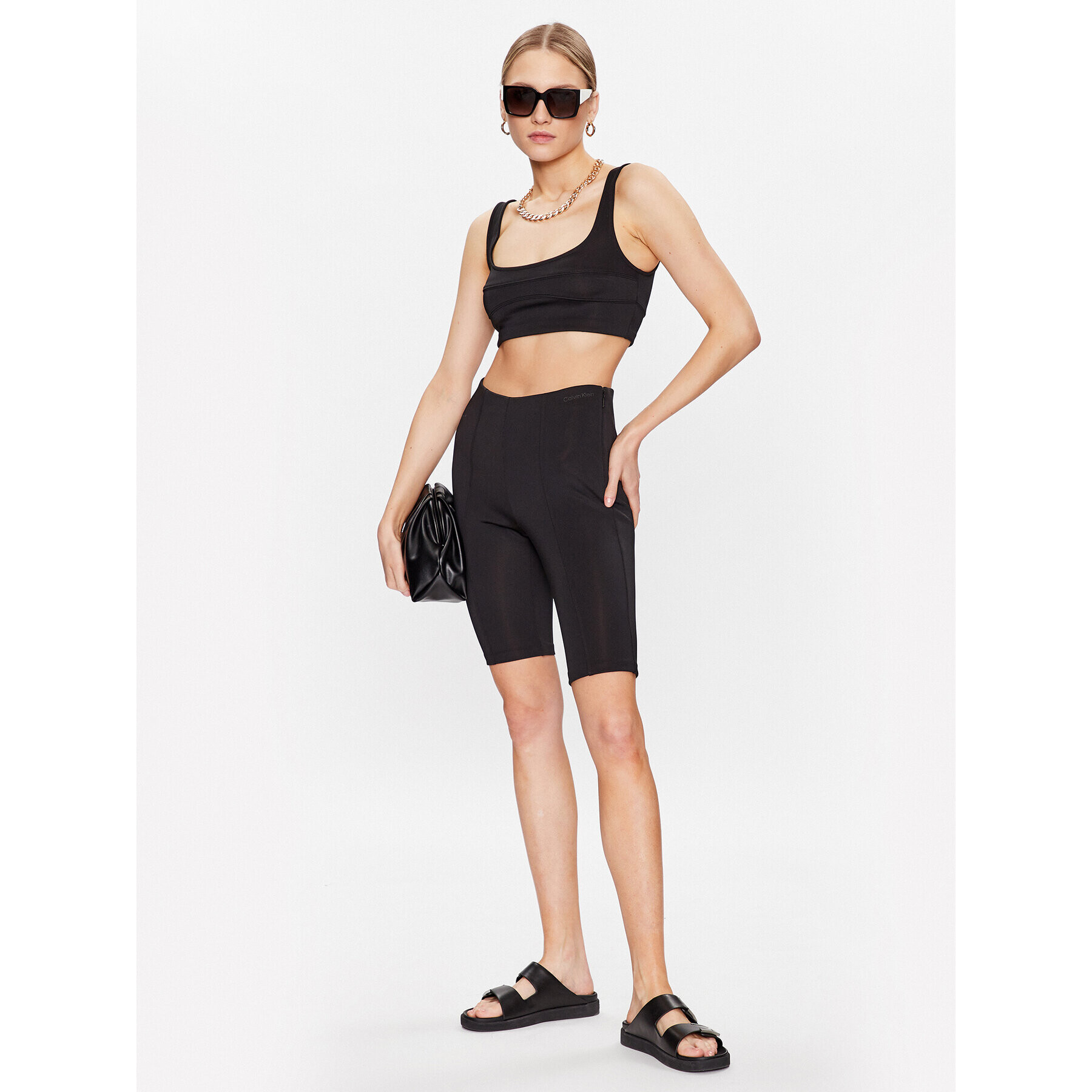 Calvin Klein топ Technical nit Bralette K20K205211 Черен Slim Fit - Pepit.bg