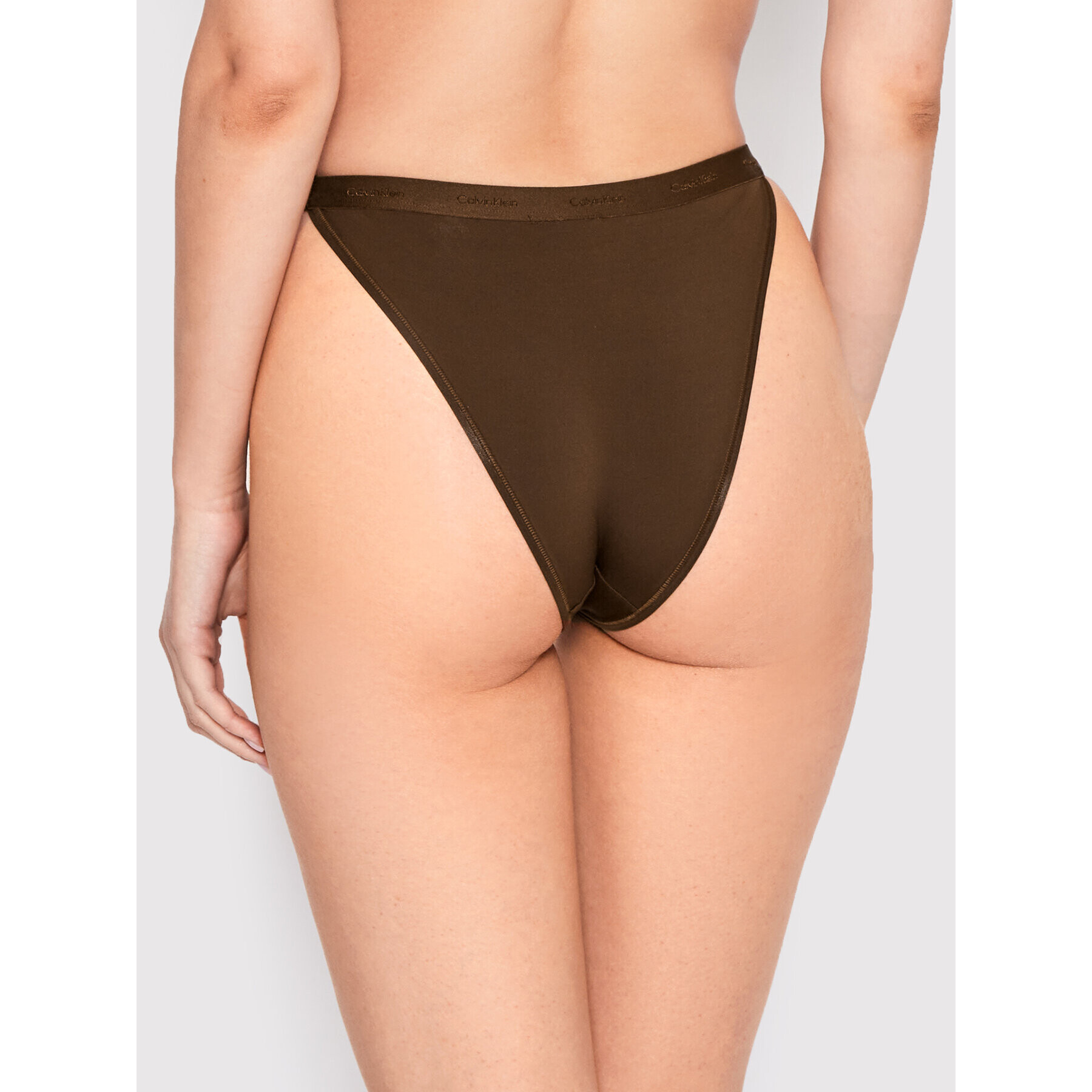 Calvin Klein Underwear Дамски бикини тип бразилиана 000QF6760E Кафяв - Pepit.bg