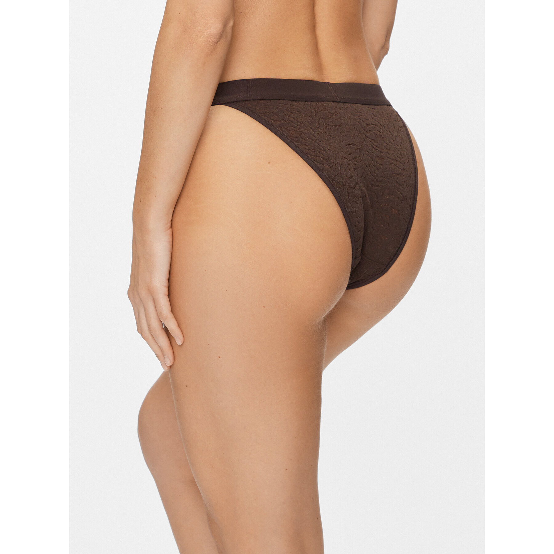 Calvin Klein Underwear Дамски бикини тип бразилиана 000QF7347E Кафяв - Pepit.bg