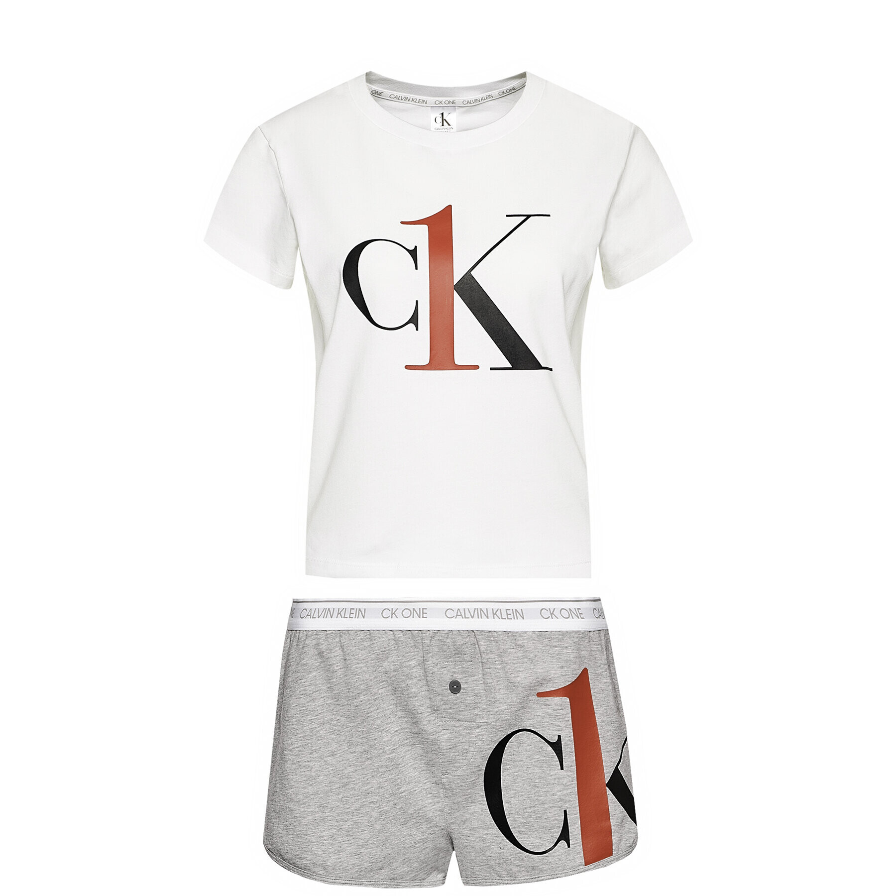 Calvin Klein Underwear Пижама Short Set 000QS6443E Бял - Pepit.bg