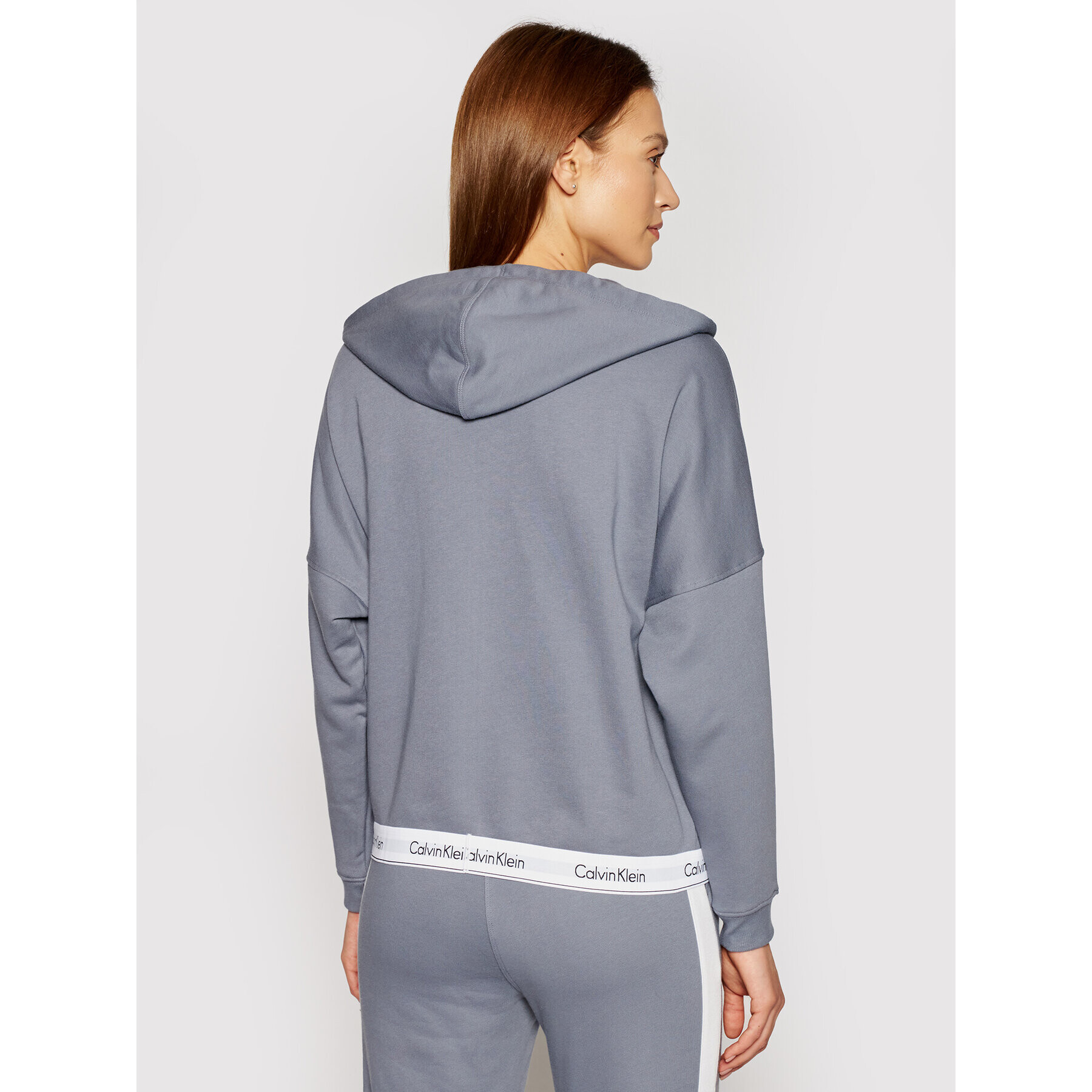 Calvin Klein Underwear Суитшърт Full Zip 000QS6030E Сив Oversize - Pepit.bg