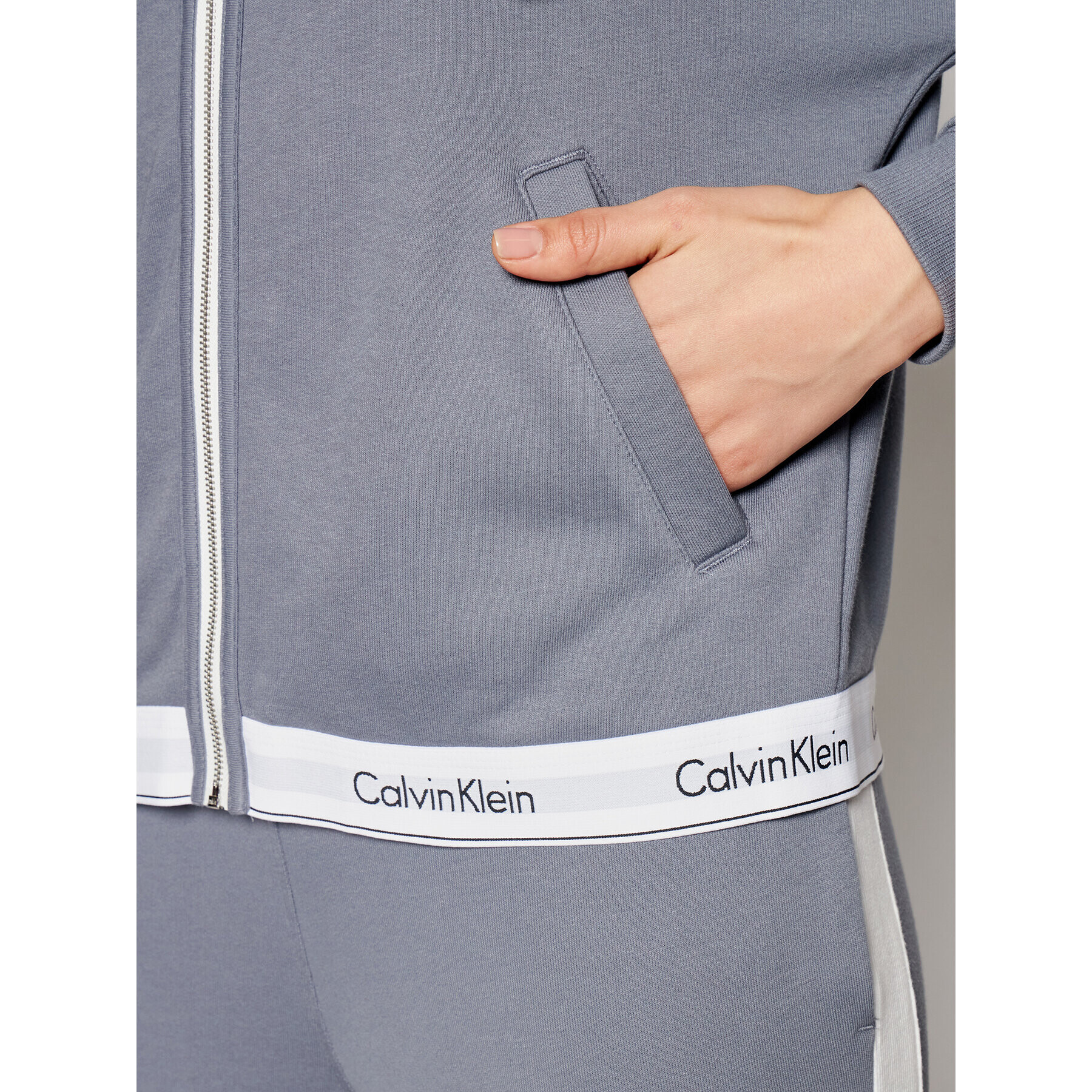 Calvin Klein Underwear Суитшърт Full Zip 000QS6030E Сив Oversize - Pepit.bg