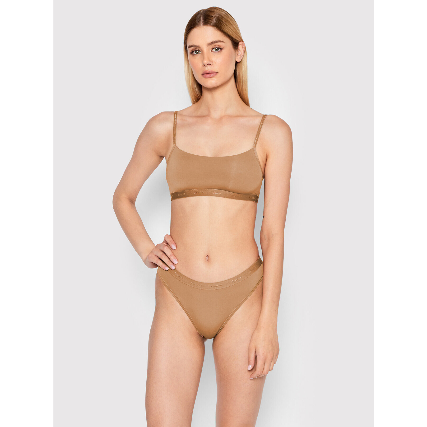 Calvin Klein Underwear Сутиен-топ 000QF6757E Кафяв - Pepit.bg