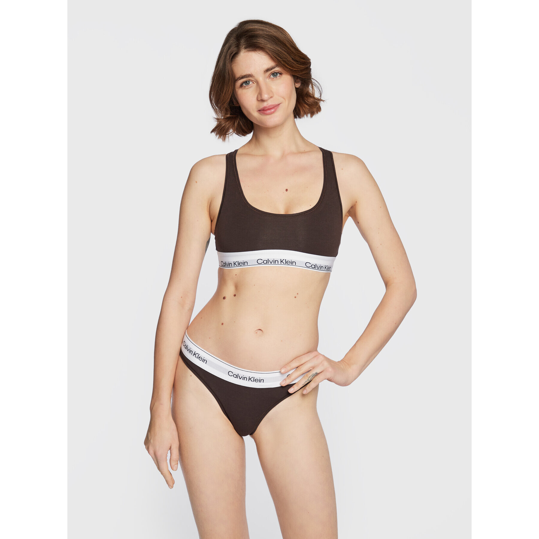 Calvin Klein Underwear Сутиен-топ 000QF7044E Кафяв - Pepit.bg