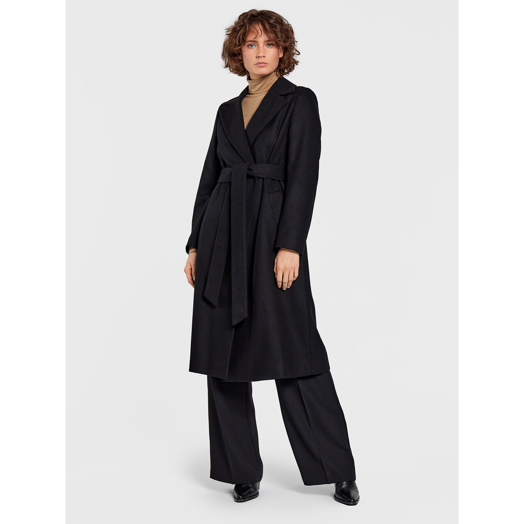 Calvin Klein Вълнено палто Essential K20K204635 Черен Regular Fit - Pepit.bg
