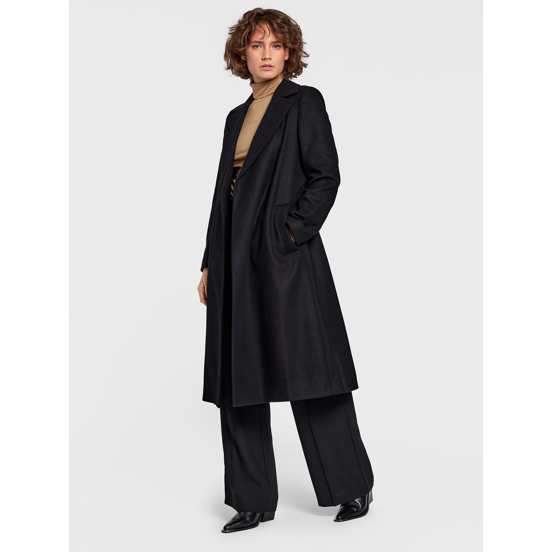 Calvin Klein Вълнено палто Essential K20K204635 Черен Regular Fit - Pepit.bg