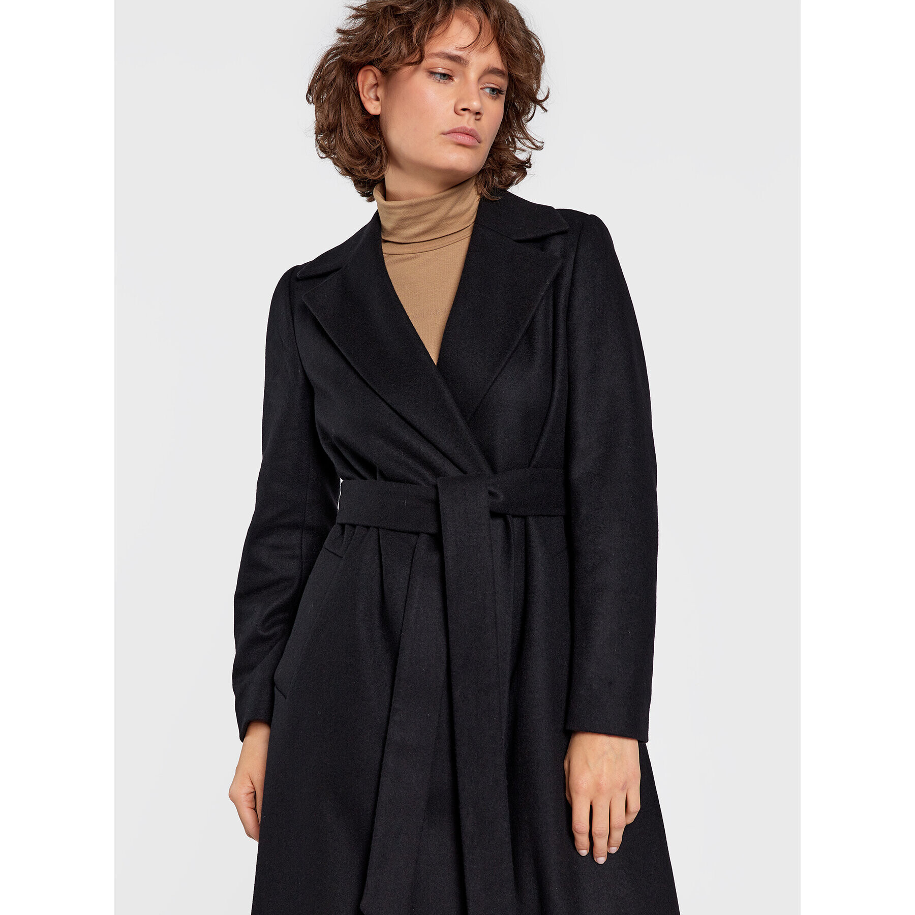 Calvin Klein Вълнено палто Essential K20K204635 Черен Regular Fit - Pepit.bg