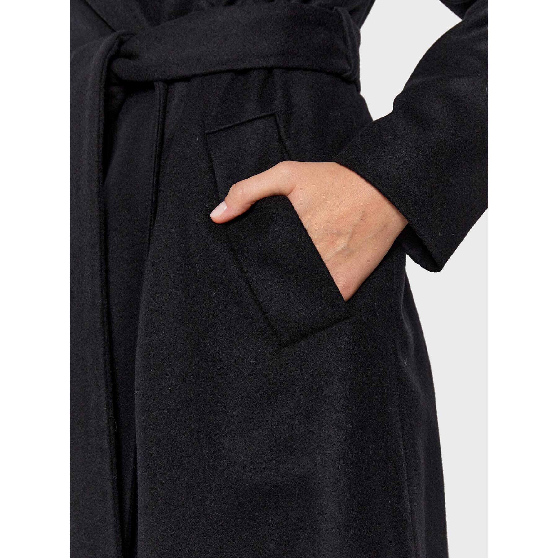 Calvin Klein Вълнено палто Essential K20K204635 Черен Regular Fit - Pepit.bg