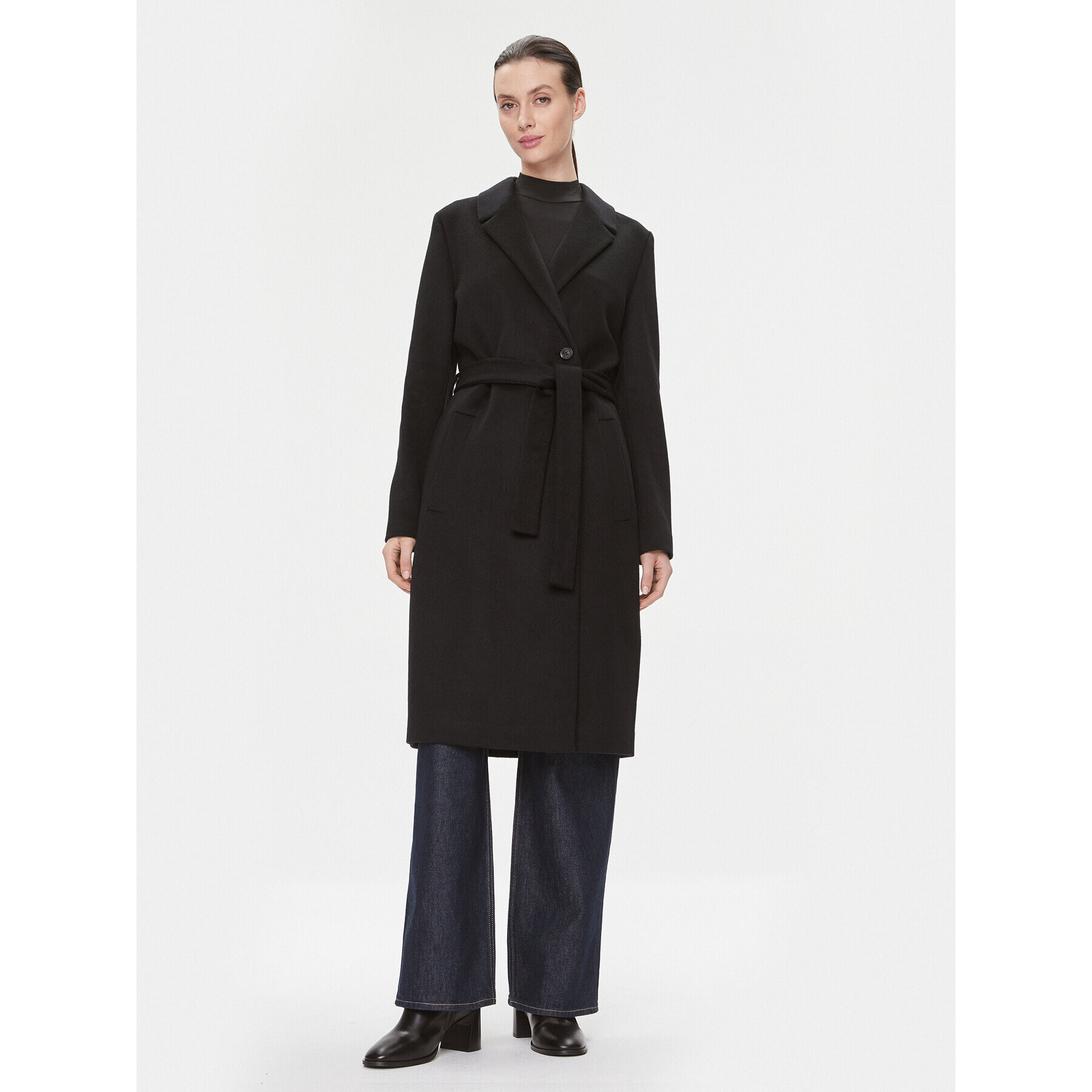 Calvin Klein Вълнено палто Essential K20K205937 Черен Regular Fit - Pepit.bg