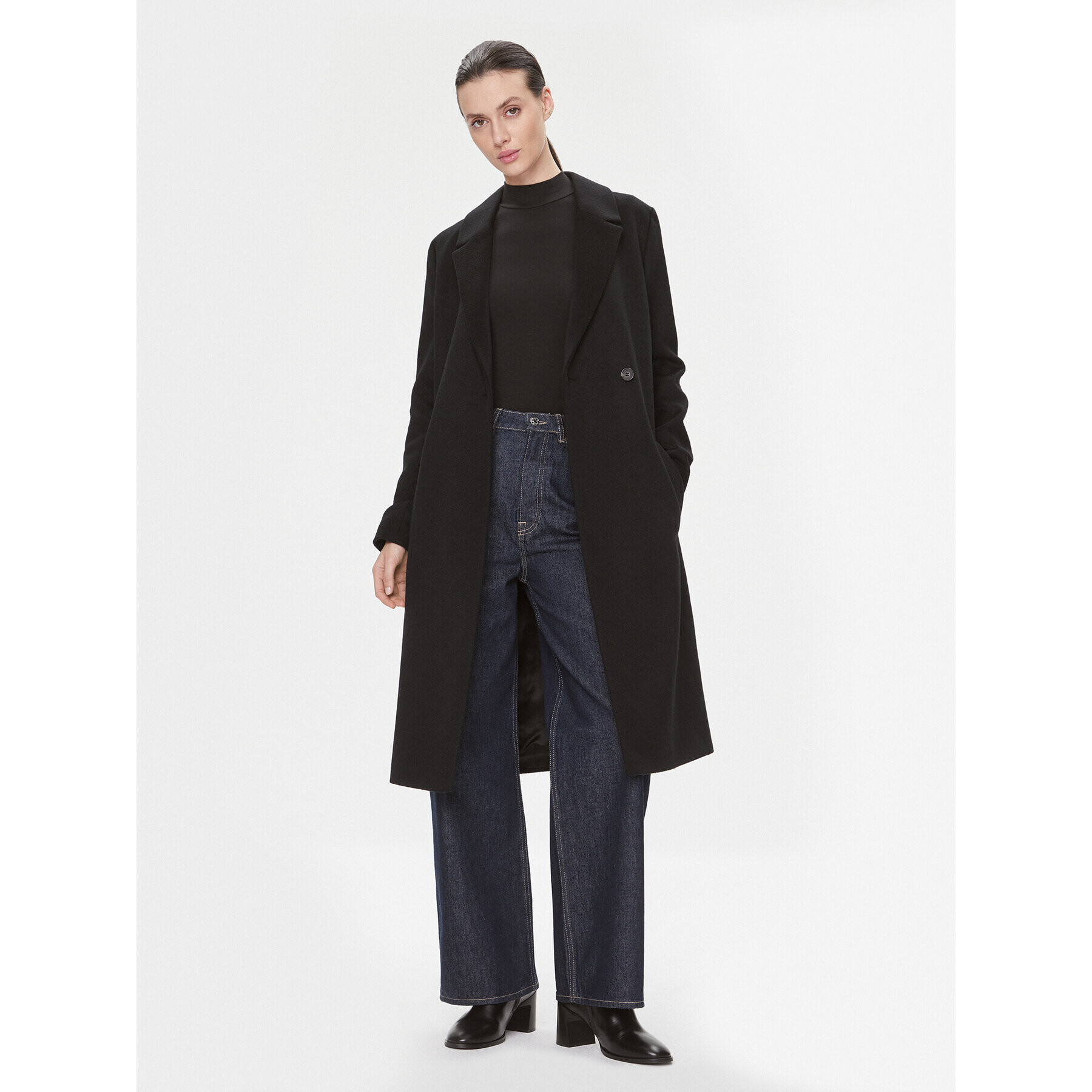 Calvin Klein Вълнено палто Essential K20K205937 Черен Regular Fit - Pepit.bg