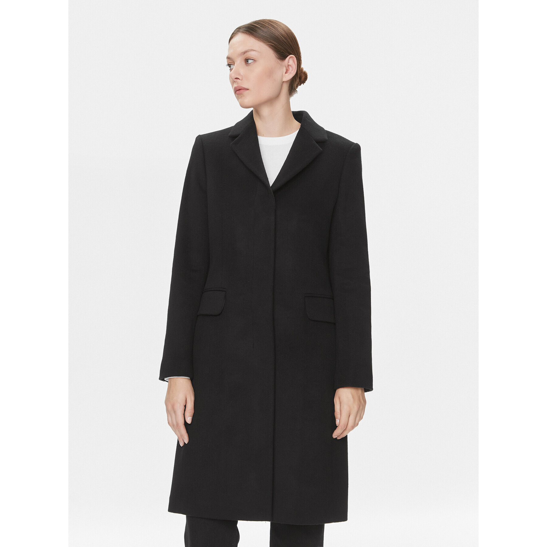 Calvin Klein Вълнено палто Essential K20K206877 Черен Regular Fit - Pepit.bg