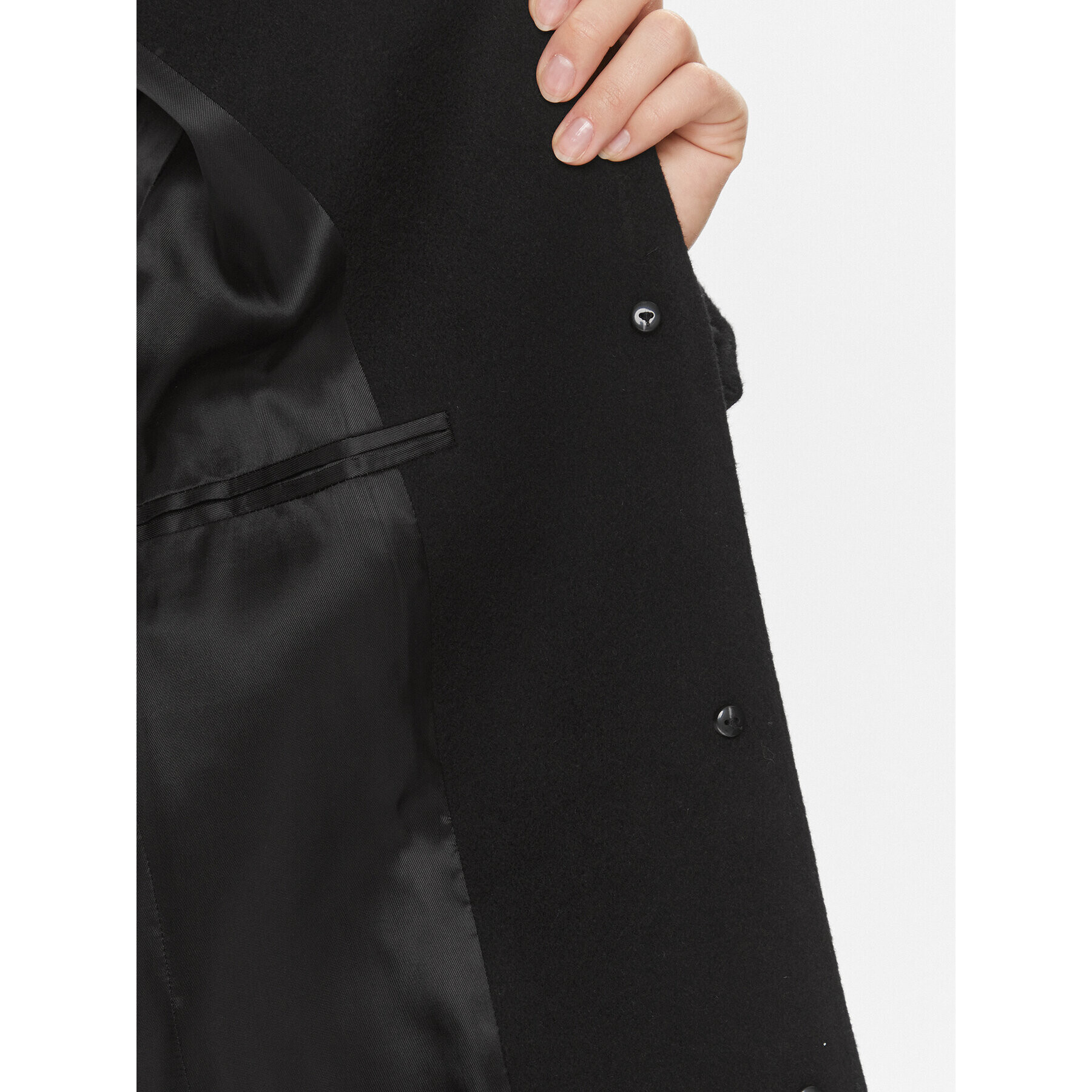 Calvin Klein Вълнено палто Essential K20K206877 Черен Regular Fit - Pepit.bg