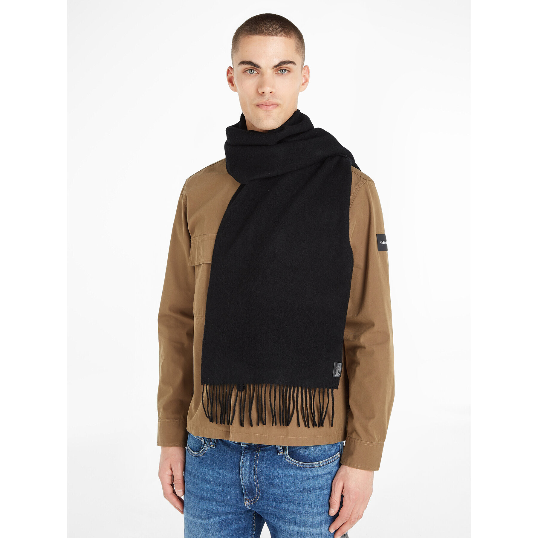 Calvin Klein Зимен шал Classic Wool Woven Scarf K50K511008 Черен - Pepit.bg