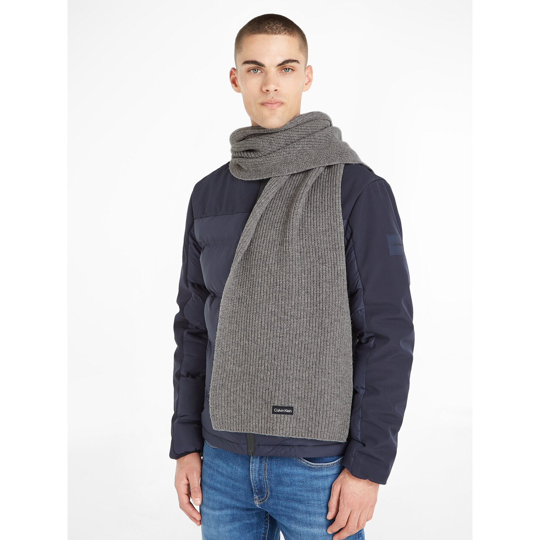 Calvin Klein Зимен шал Daddy Wool Knit Scarf K50K510995 Сив - Pepit.bg