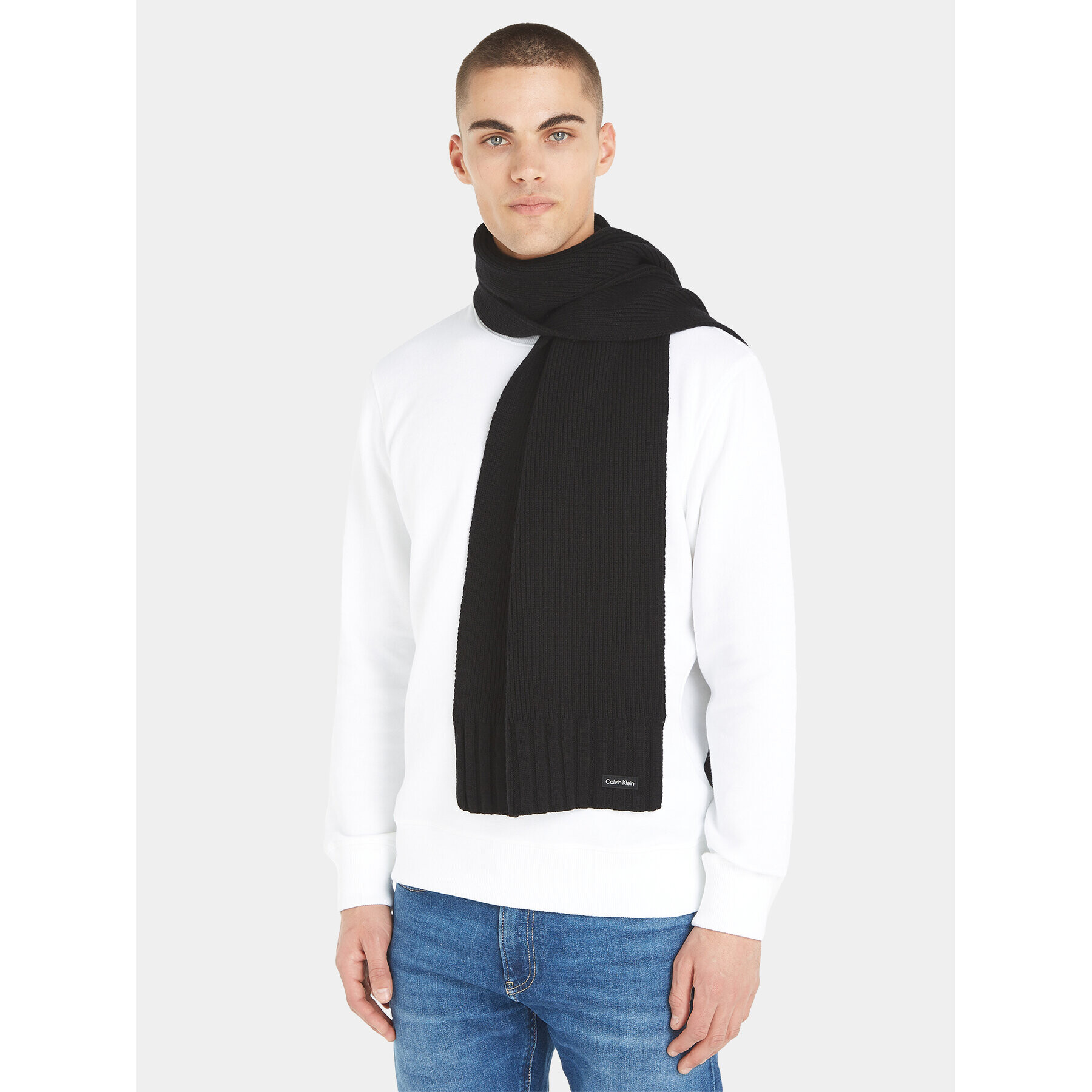 Calvin Klein Зимен шал Elevated Rib Knit Scarf K50K511006 Черен - Pepit.bg