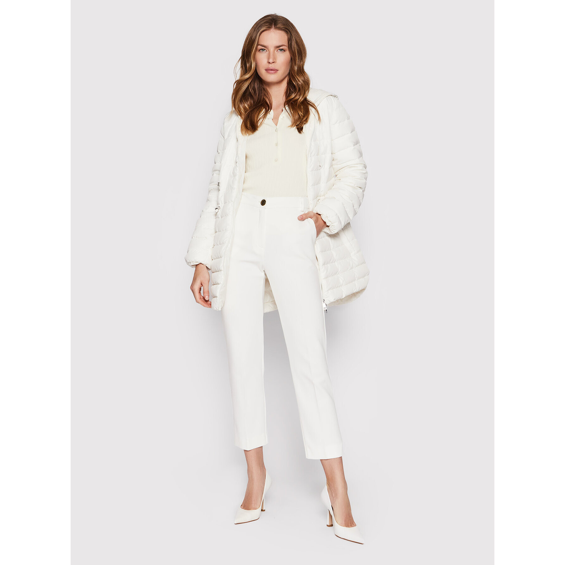 Cappellini Пухено яке M24423 06695 Бял Regular Fit - Pepit.bg