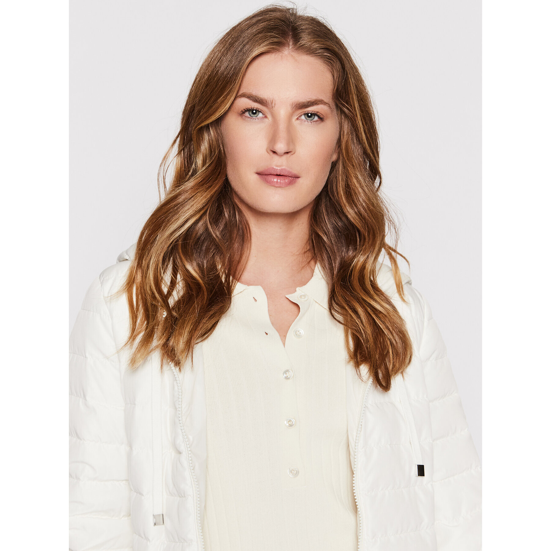 Cappellini Пухено яке M24423 06695 Бял Regular Fit - Pepit.bg