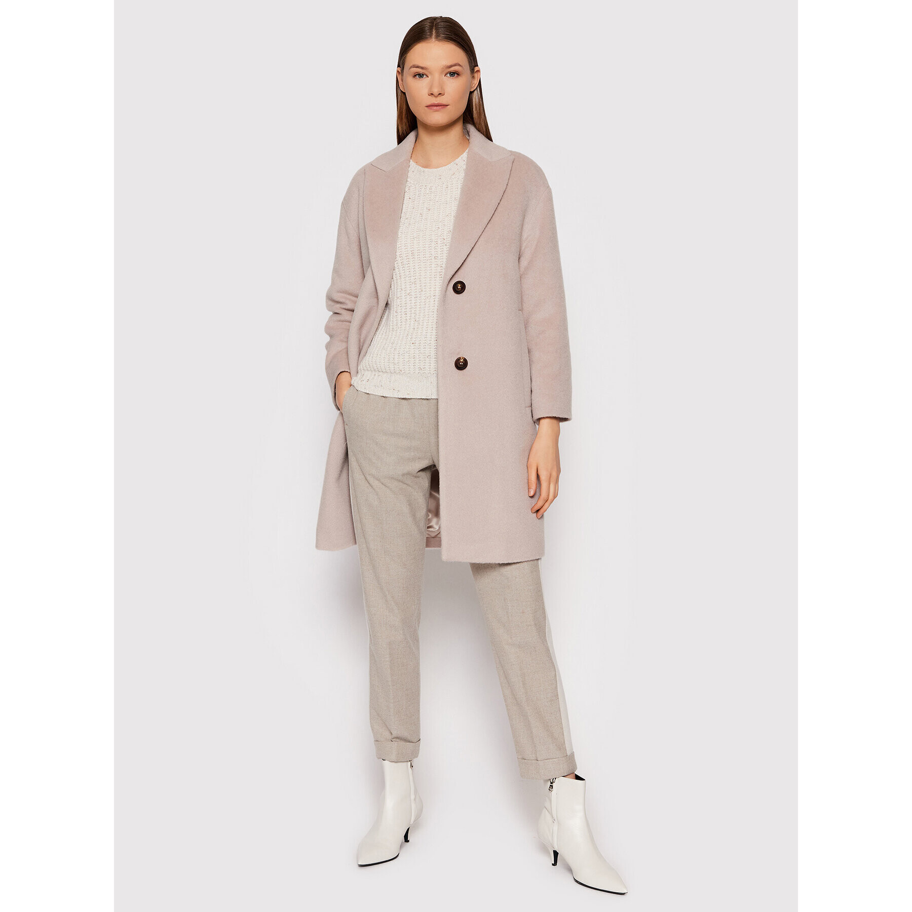 Cappellini Вълнено палто M20095 04309 Бежов Regular Fit - Pepit.bg