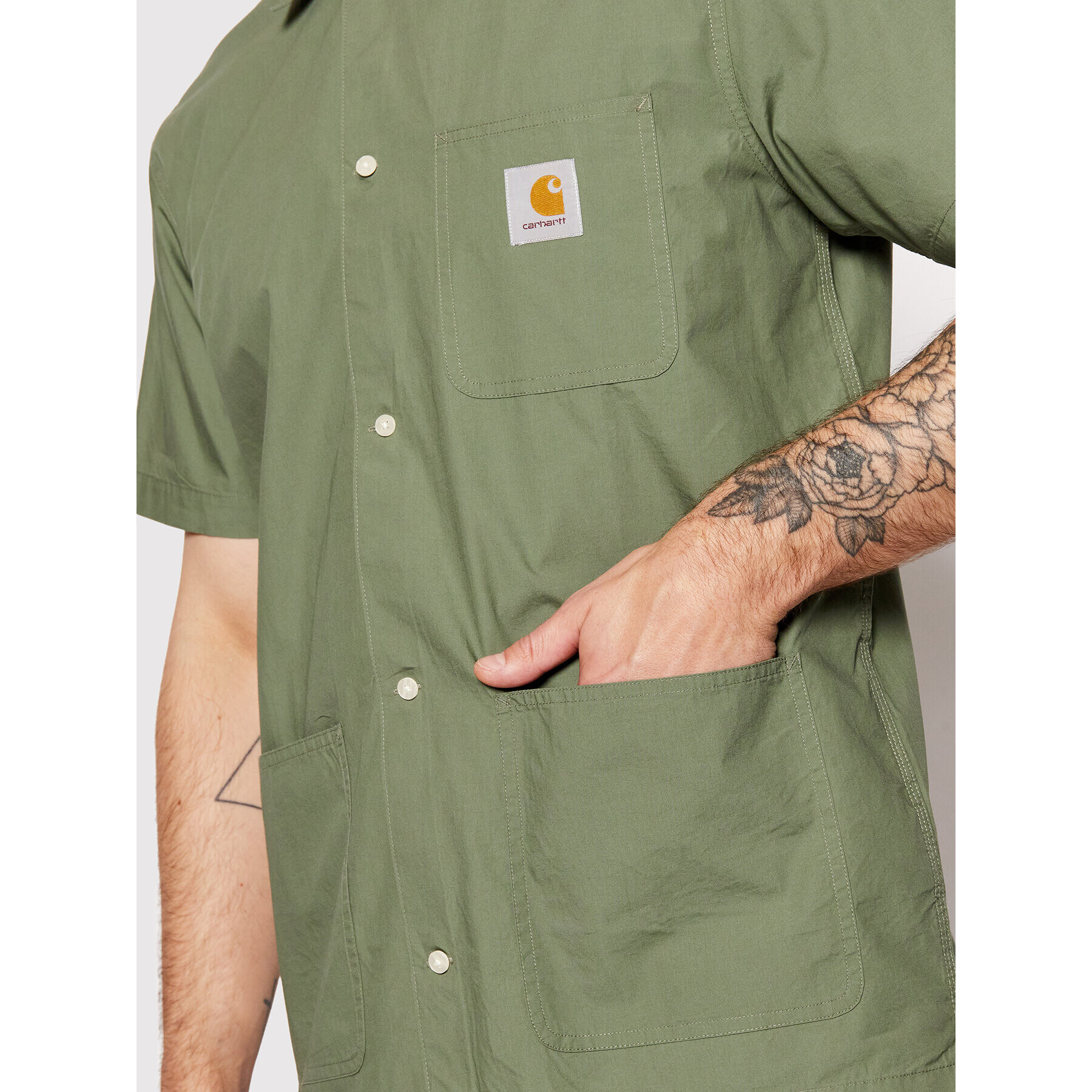 Carhartt WIP Риза Creek I028804 Зелен Regular Fit - Pepit.bg