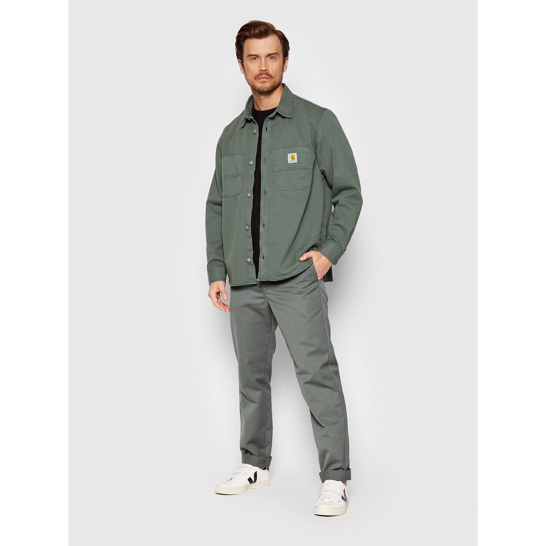 Carhartt WIP Риза Melville I030455 Зелен Regular Fit - Pepit.bg