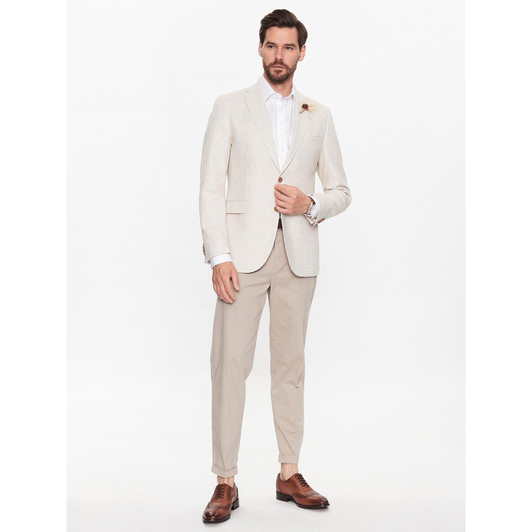 Carl Gross Сако Paul 225222 Бежов Slim Fit - Pepit.bg