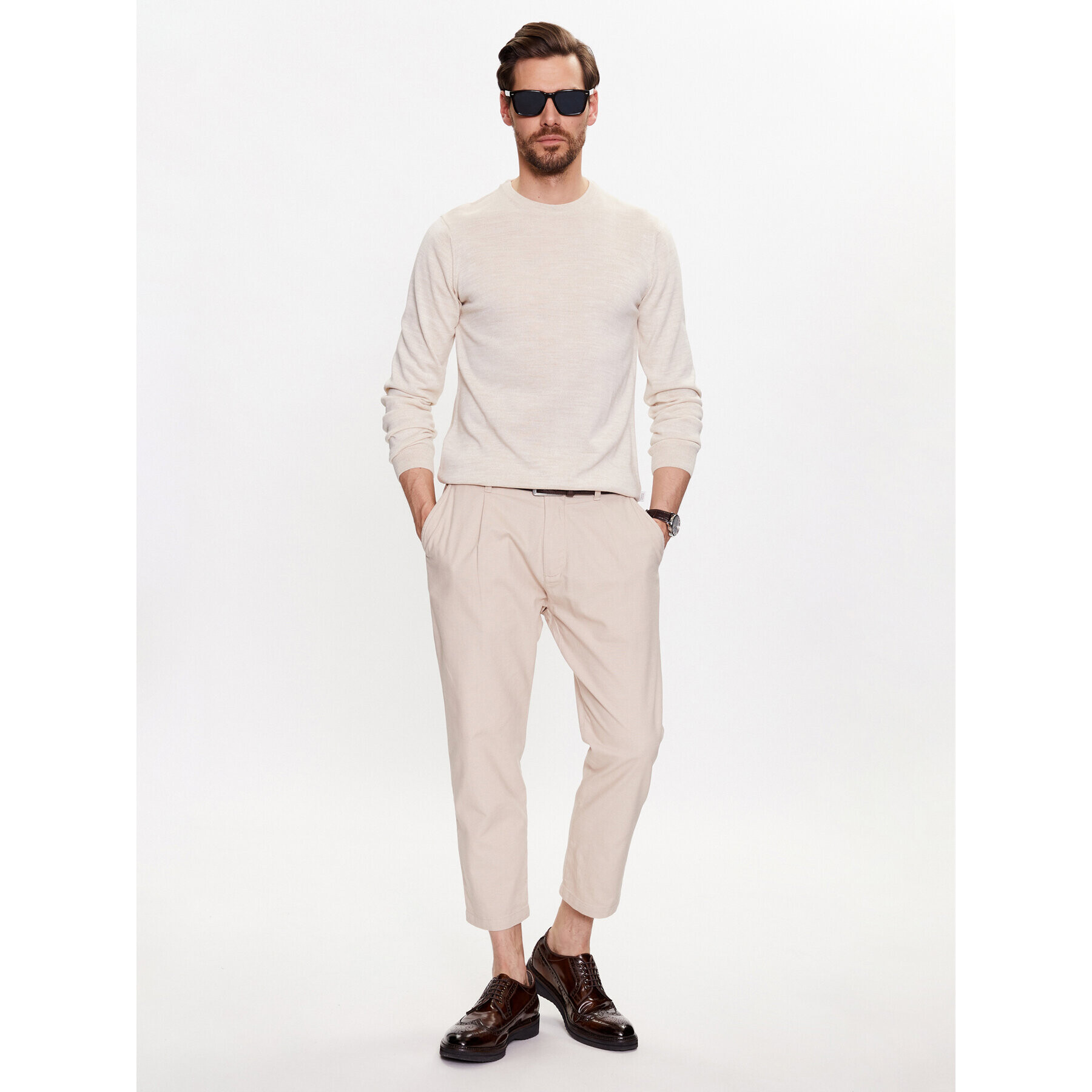 Casual Friday Пуловер 20504485 Бежов Slim Fit - Pepit.bg