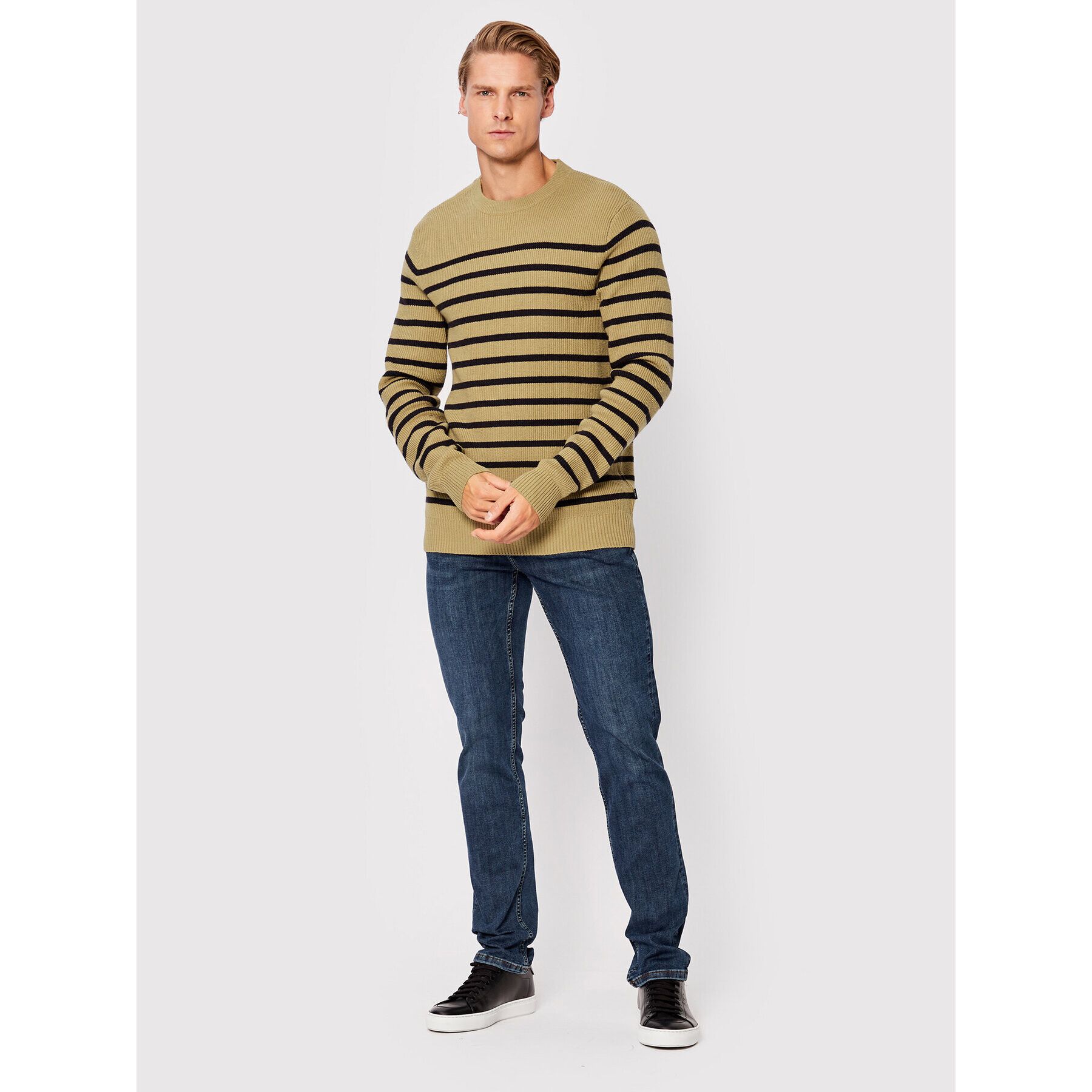 Casual Friday Пуловер Karl Striped 20504400 Бежов Regular Fit - Pepit.bg