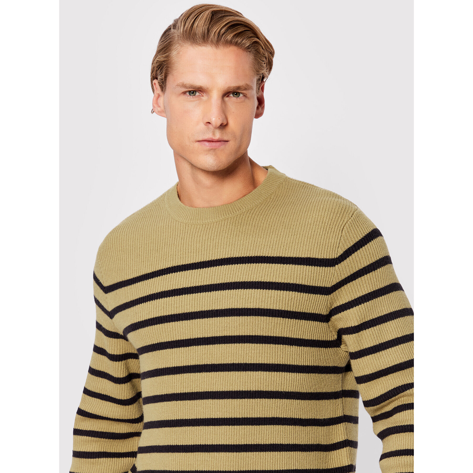 Casual Friday Пуловер Karl Striped 20504400 Бежов Regular Fit - Pepit.bg