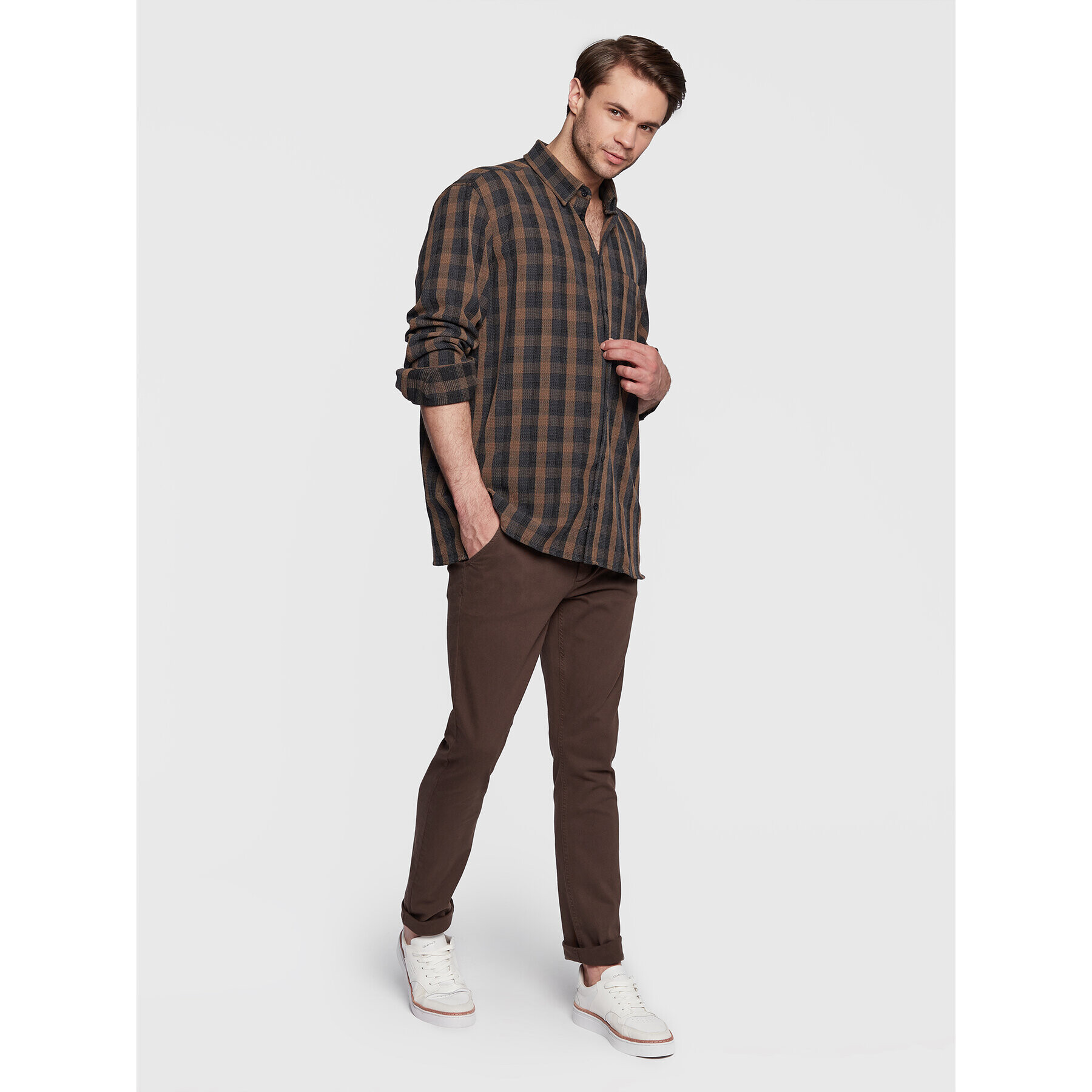 Casual Friday Риза Alvin 20504466 Кафяв Relaxed Fit - Pepit.bg