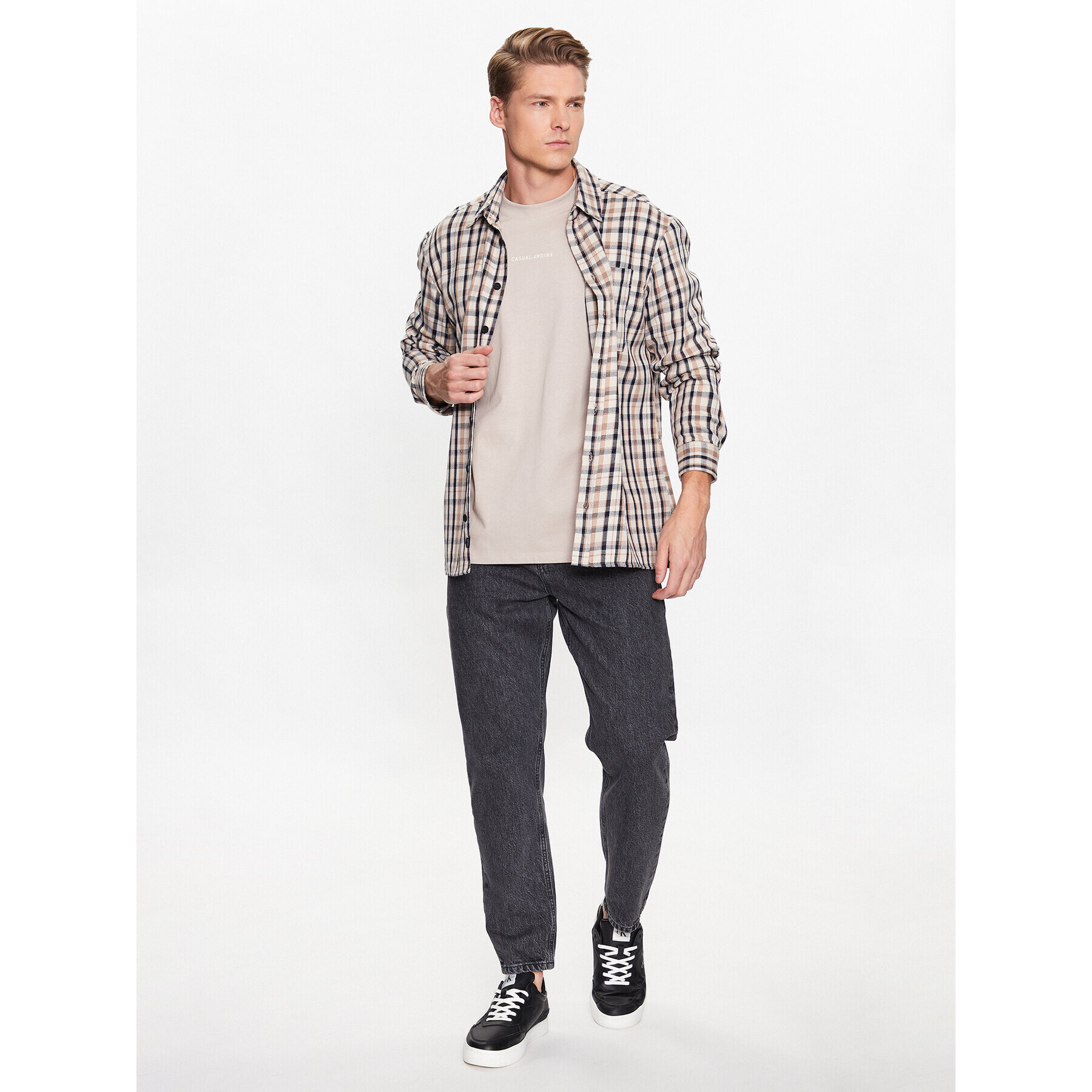 Casual Friday Тишърт 20504608 Бежов Regular Fit - Pepit.bg